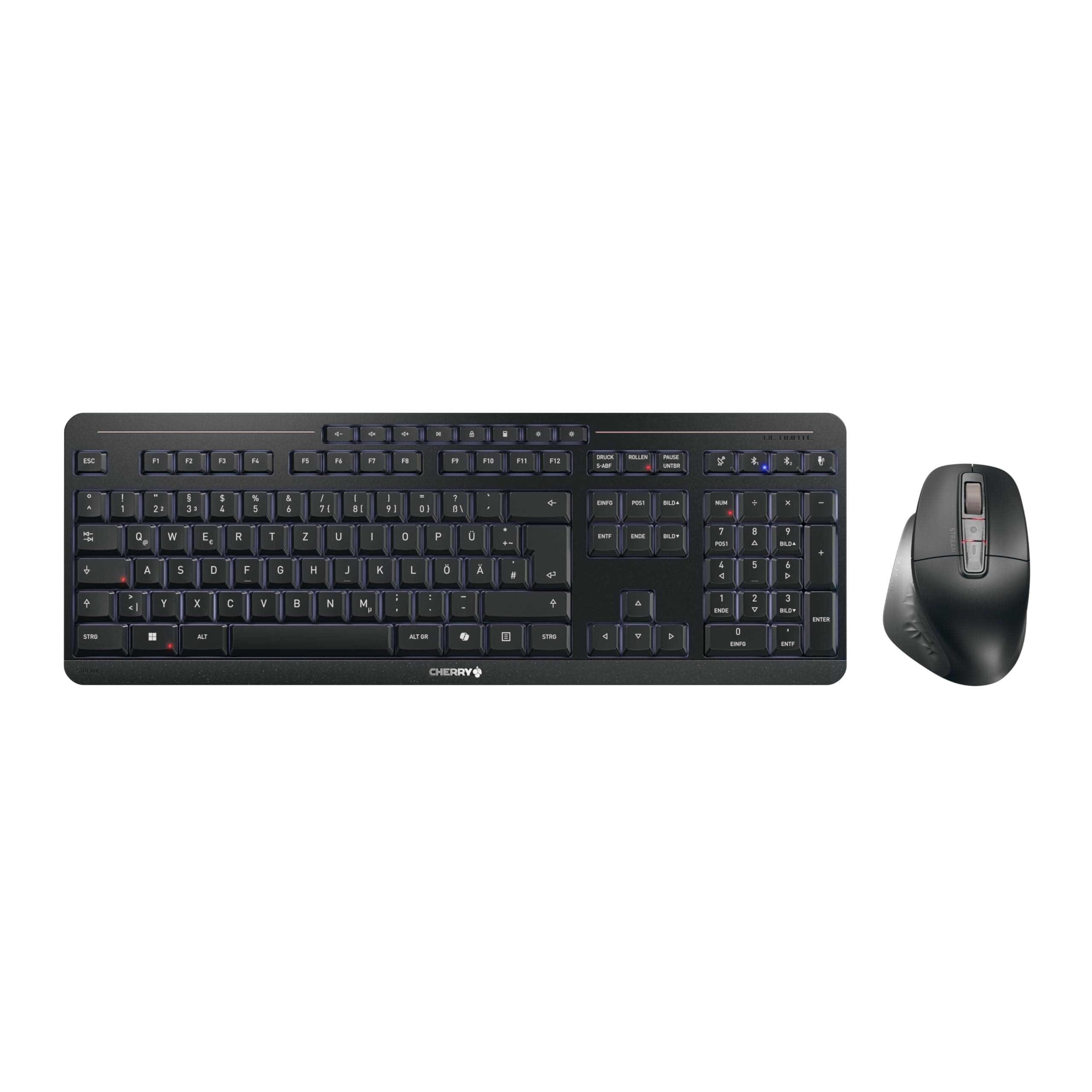 CHERRY Stream Desktop Ultimate Maus-Tastatur-Set, Schwarz (DE-Layout, Bluetooth, Funk, USB-C) 