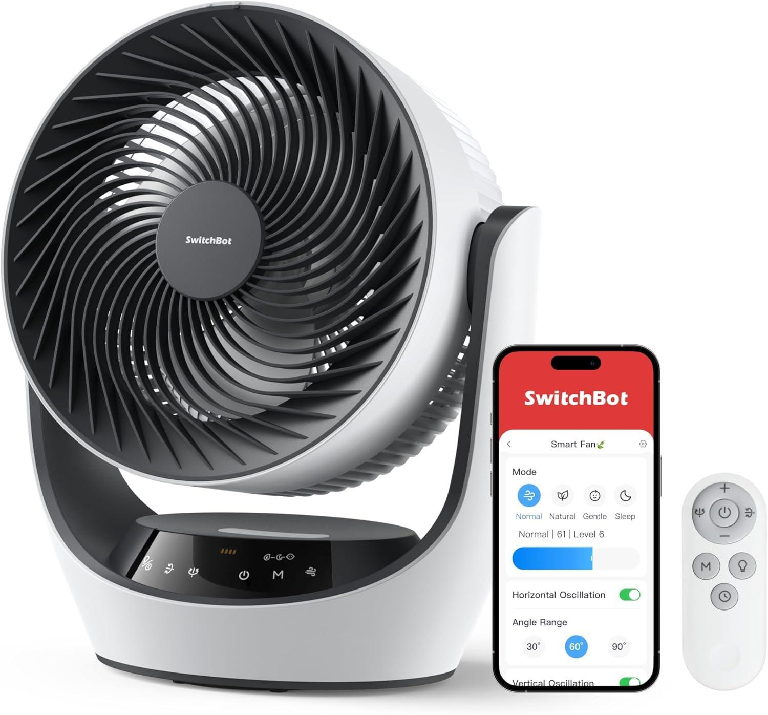 SwitchBot SmartHome Tischventilator (Ultra-leiser Betrieb mit nur 24 dB, steuerbar &uuml;ber App) 