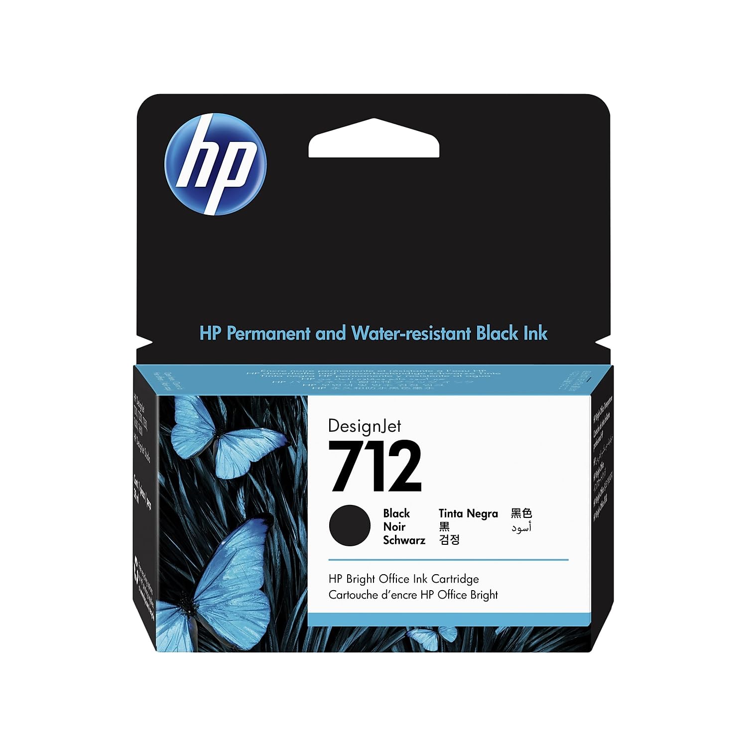 HP 712 Schwarz DesignJet, 38 ml Druckerpatrone (Kompatibel mit: HP DesignJet T210, T230, T250, T630, T650, Studio Druckerserie) 
