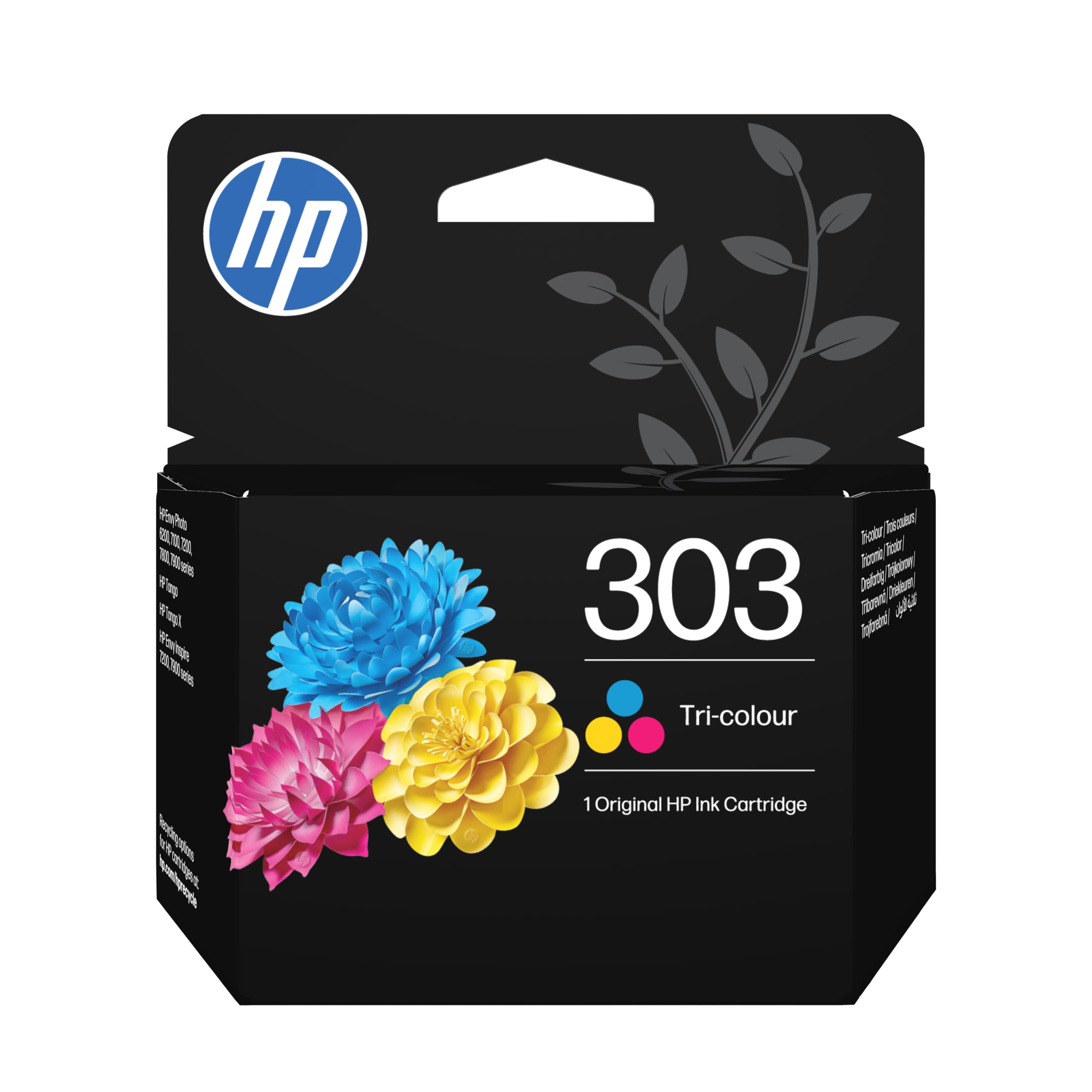 HP 303 Cyan/Magenta/Gelb Original Druckerpatrone (T6N01AE, kompatibel mit HP ENVY 6200 All-in-One Fotodruckerserie, HP ENVY 7100 All-in-One Fotodruckerserie, HP ENVY 7800 All-in-One Fotodruckerserie, HP Tango 100, HP Tango X 110) 