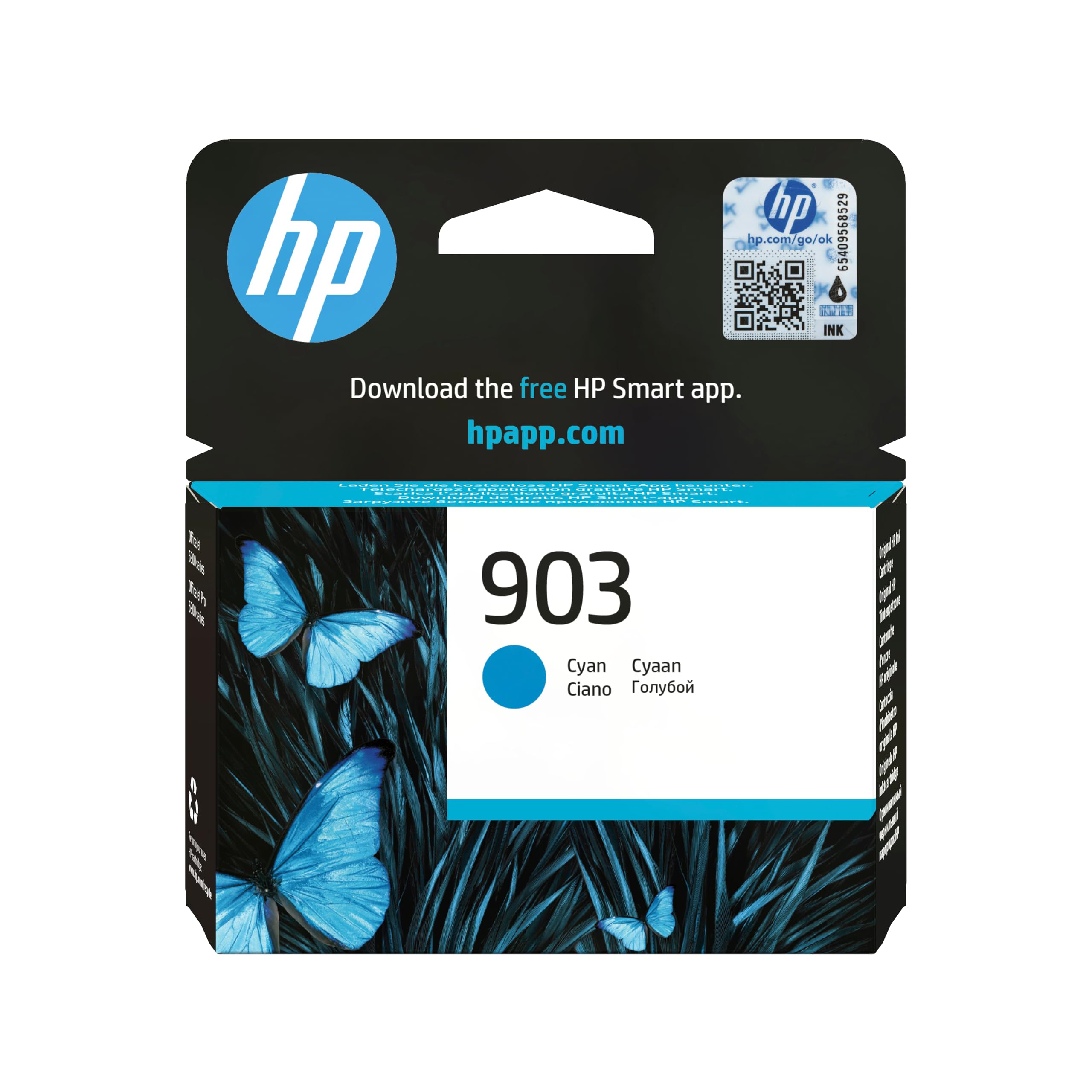 HP 903 Cyan Original Tintenpatrone (T6L87AE, kompatibel mit HP OfficeJet Pro 6974 All-in-One-Drucker, HP OfficeJet 6950 All-in-One Druckerserie) 