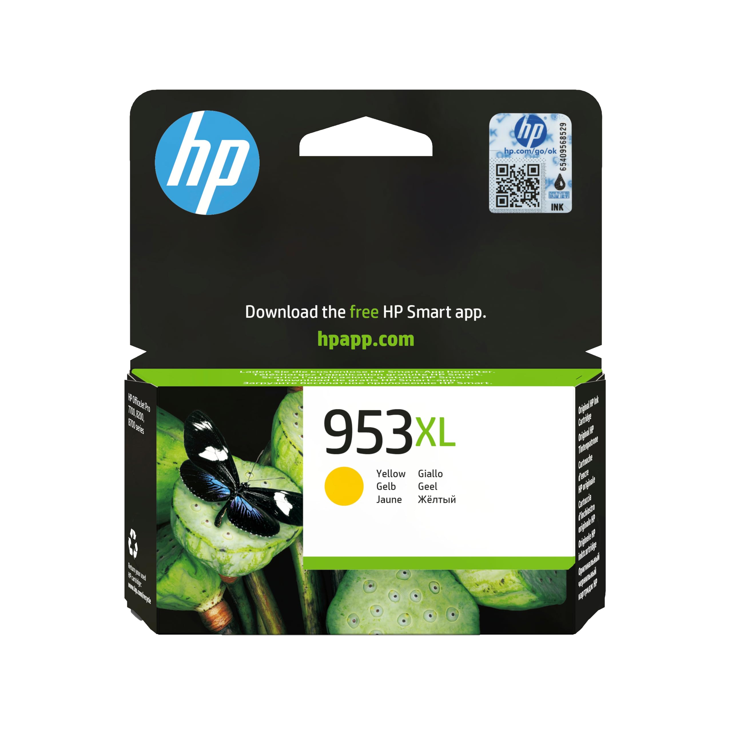 HP 953XL Gelb Original Tintenpatrone mit hoher Reichweite (F6U18AE, kompatibel mit HP OfficeJet Pro 8730 All-in-One-Drucker, HP OfficeJet Pro 8720 All-in-One-Drucker, HP OfficeJet Pro 8210 Drucker, HP OfficeJet Pro 7740 All-in-One-Gro&szlig;formatdrucker, HP Off 