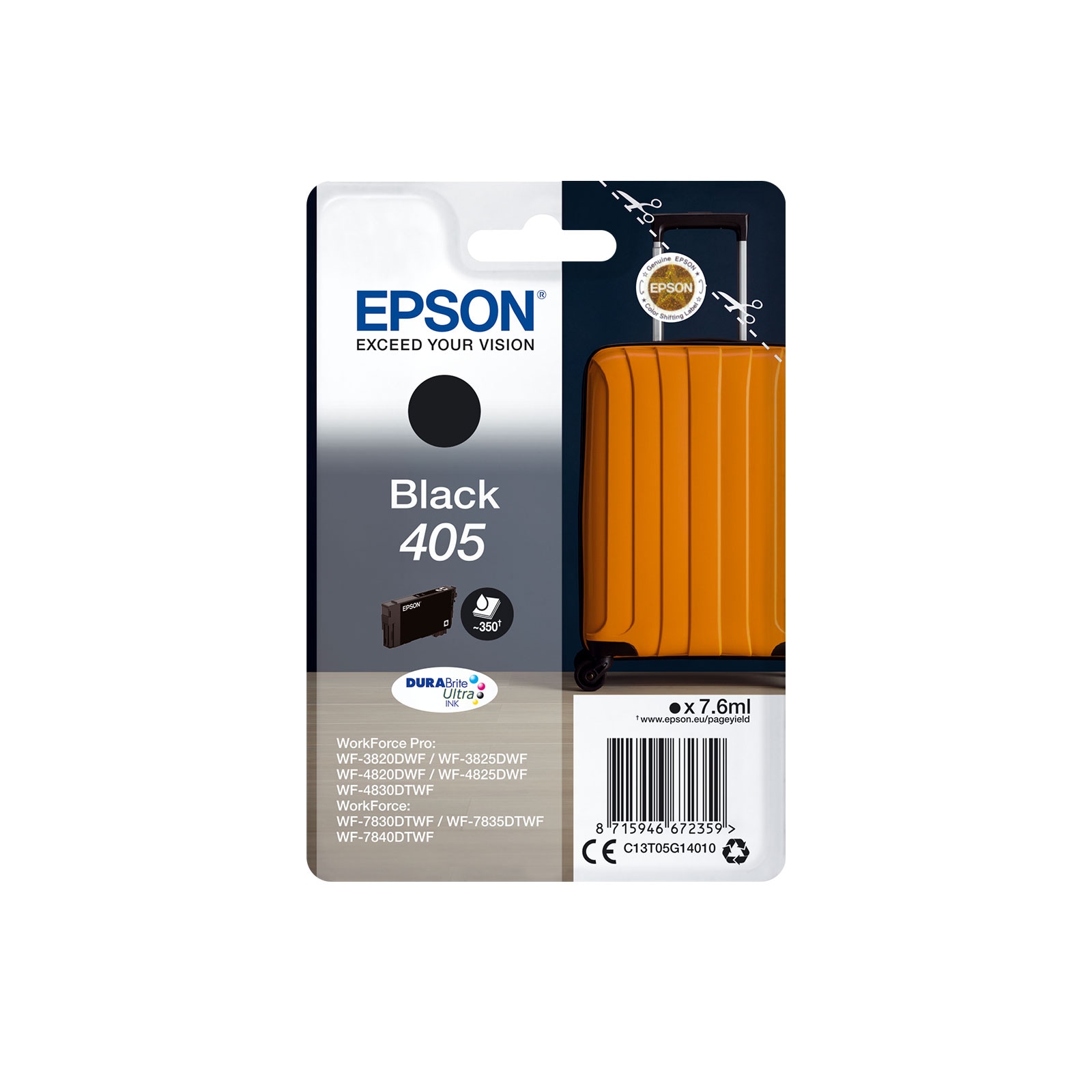 Epson 405 Koffer schwarz Druckerpatrone (Kompatibel mit WorkForce Pro WF-4830DTWF, WF-3820DWF) 