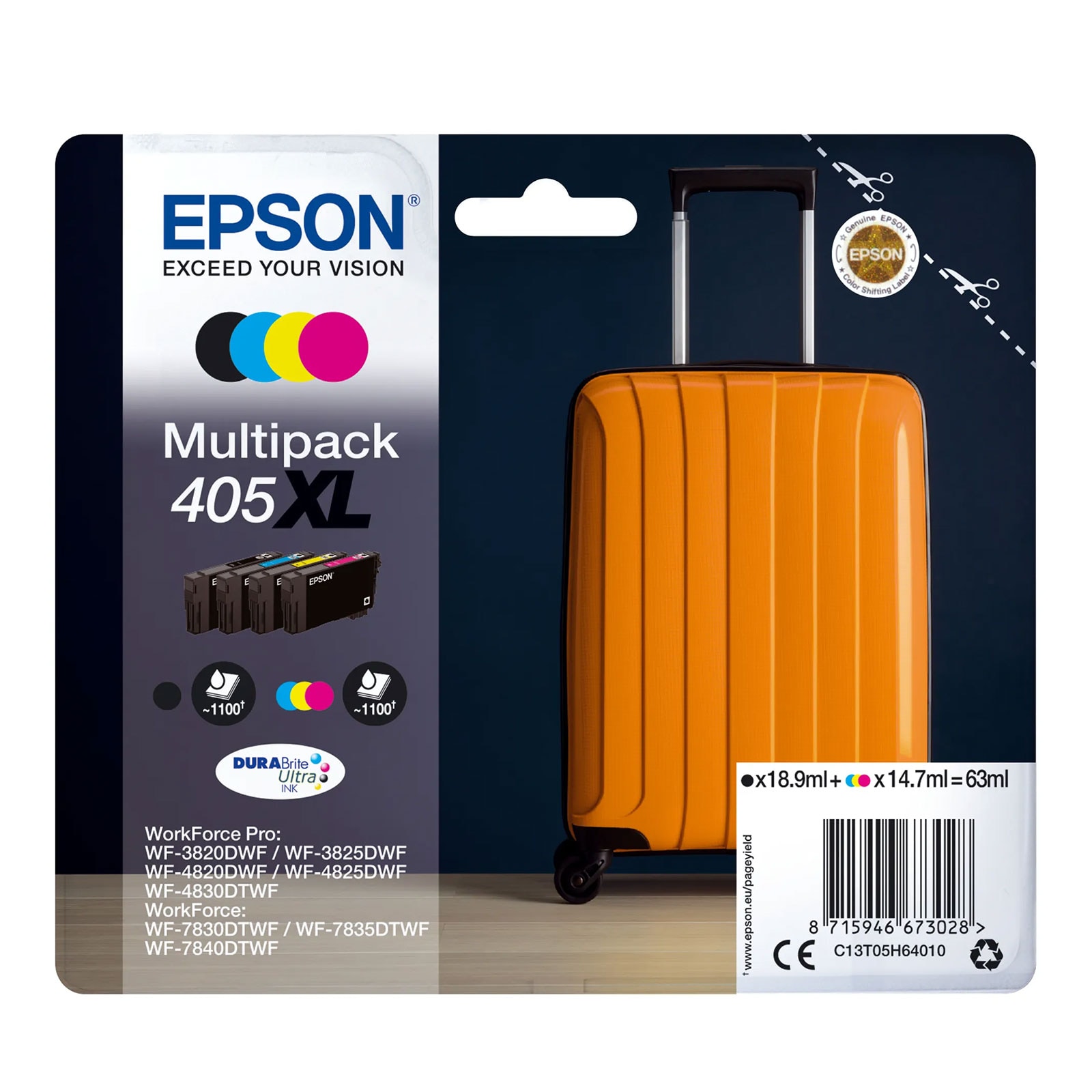 Epson 405XL Koffer Druckerpatronen-Multipack Cyan/Magenta/Gelb/Schwarz 