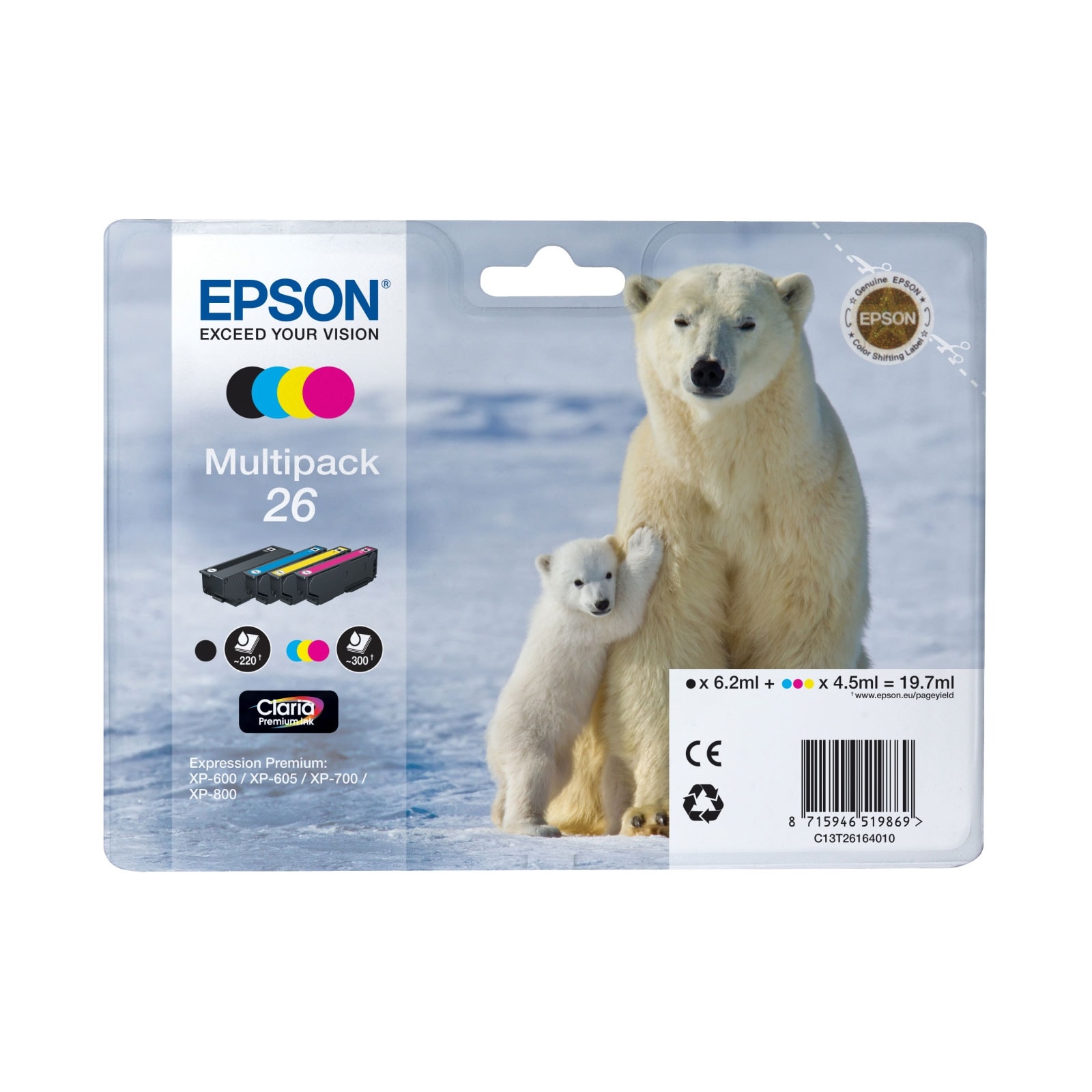 Epson C13T26164010 MultiPack C/M/Y/BK Druckerpatrone 