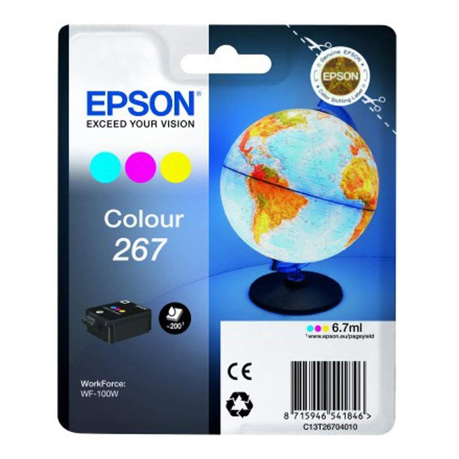 EPSON C13T26704010 Multipack 26 Ink Cartridge Serie "Globus" (3 Farben) 