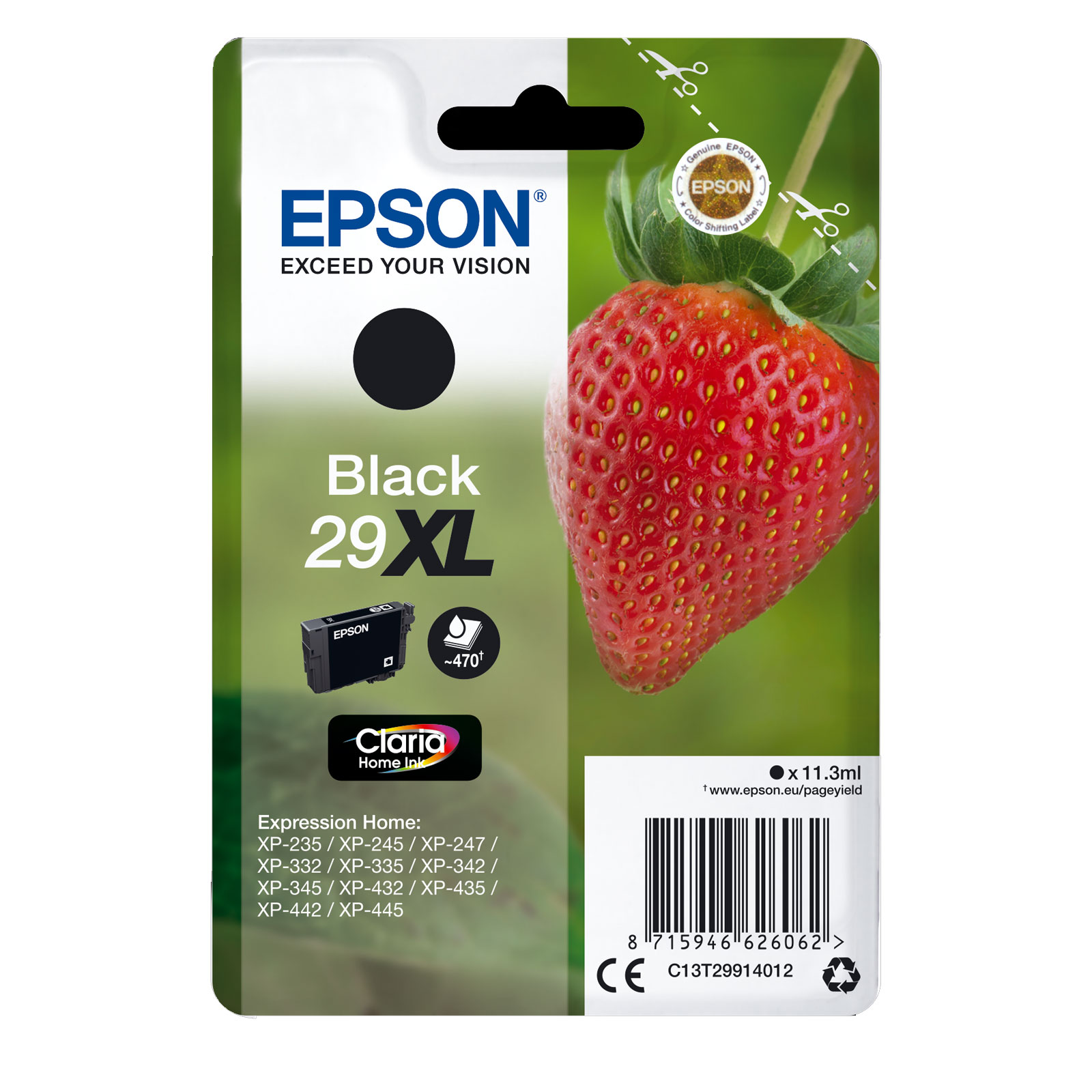 Epson C13T29914012 Singlepack 29XL Claria Home Ink Serie "Erdbeere" Black 