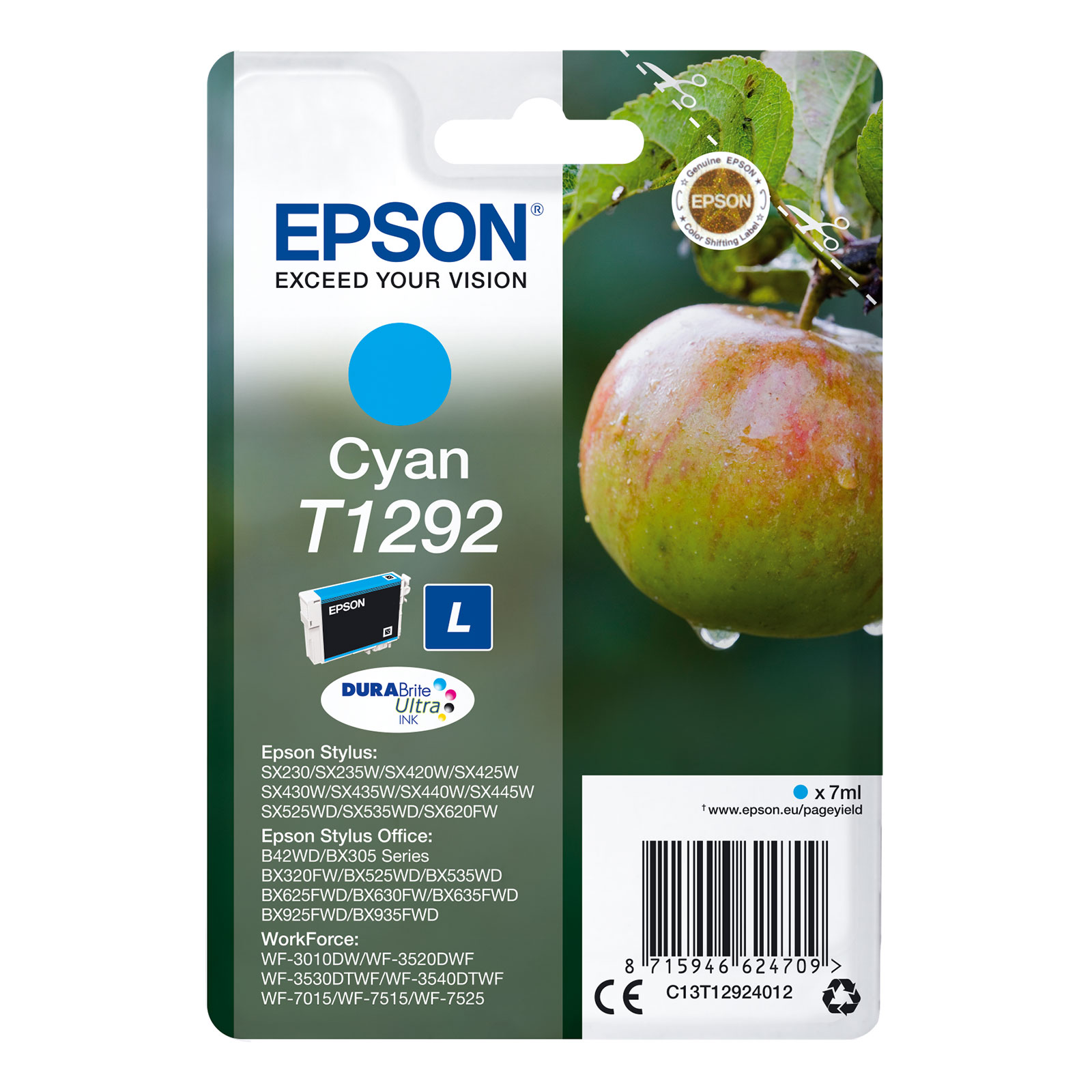 Epson C13T12924012 Apfel Druckerpatrone Cyan 
