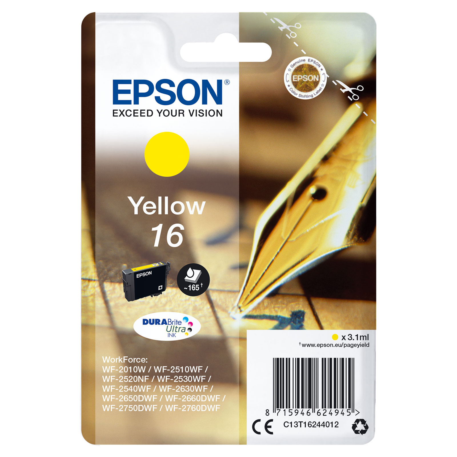 Epson C13T162441012 F&uuml;ller gelb Druckerpatrone 
