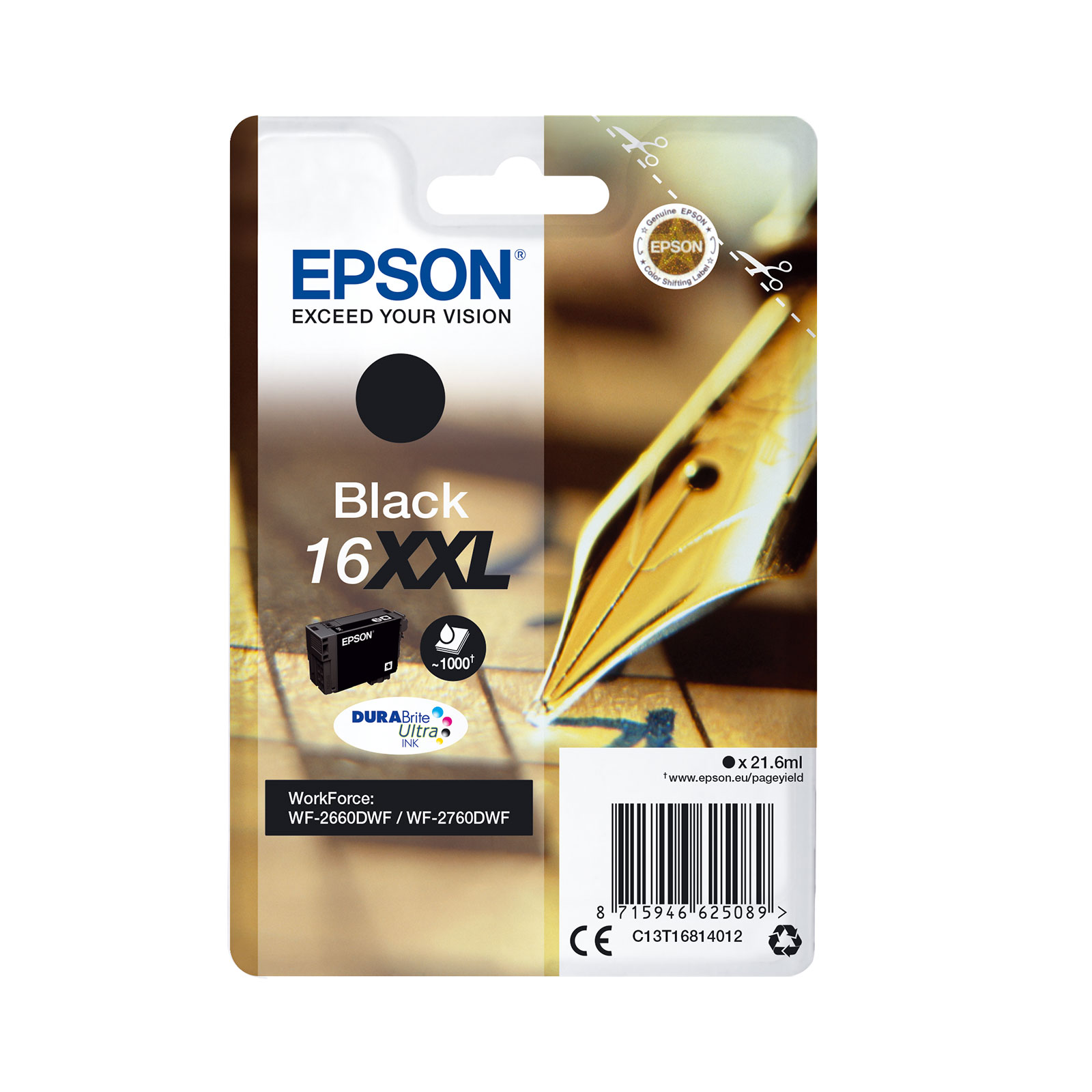 Epson C13T16814012 XXL F&uuml;ller schwarz Druckerpatrone 