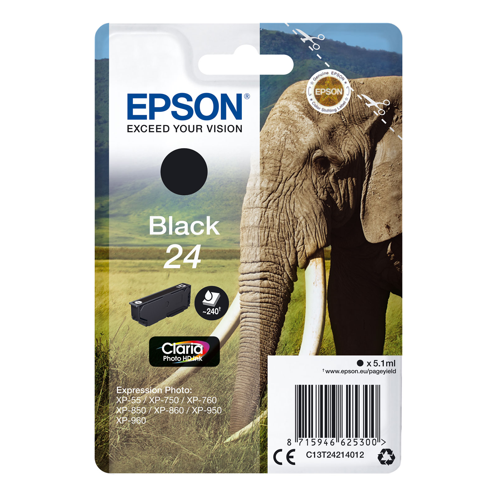 Epson C13T24214012 Elefant Druckerpatrone Schwarz 