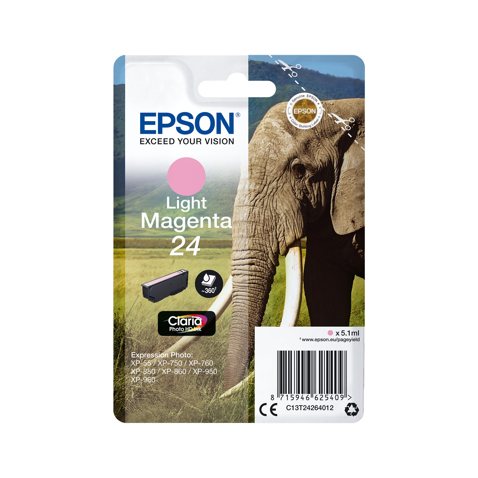 Epson C13T24264012 Elefant light magenta Druckerpatrone 