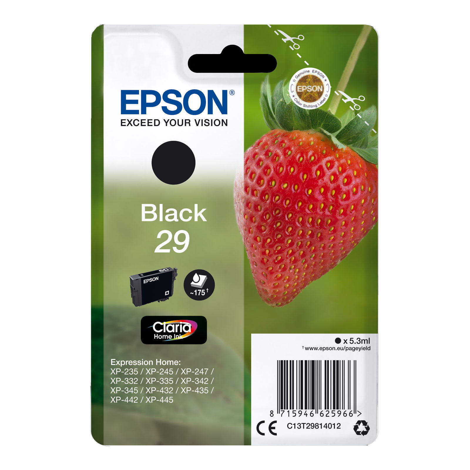 Epson C13T29814012 Singlepack 29 Claria Home Ink Serie "Erdbeere" Black 
