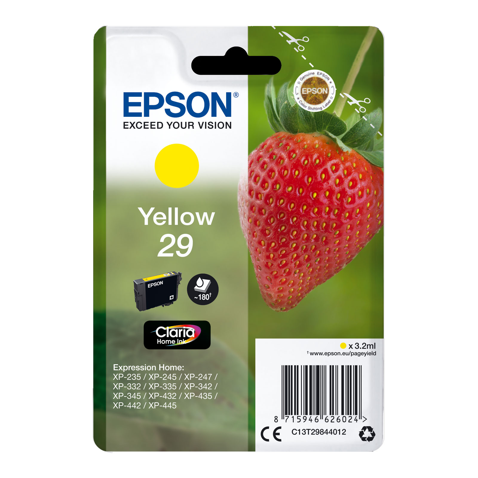 Epson C13T29844012 Singlepack 29 Claria Home Ink Serie "Erdbeere" Yellow 