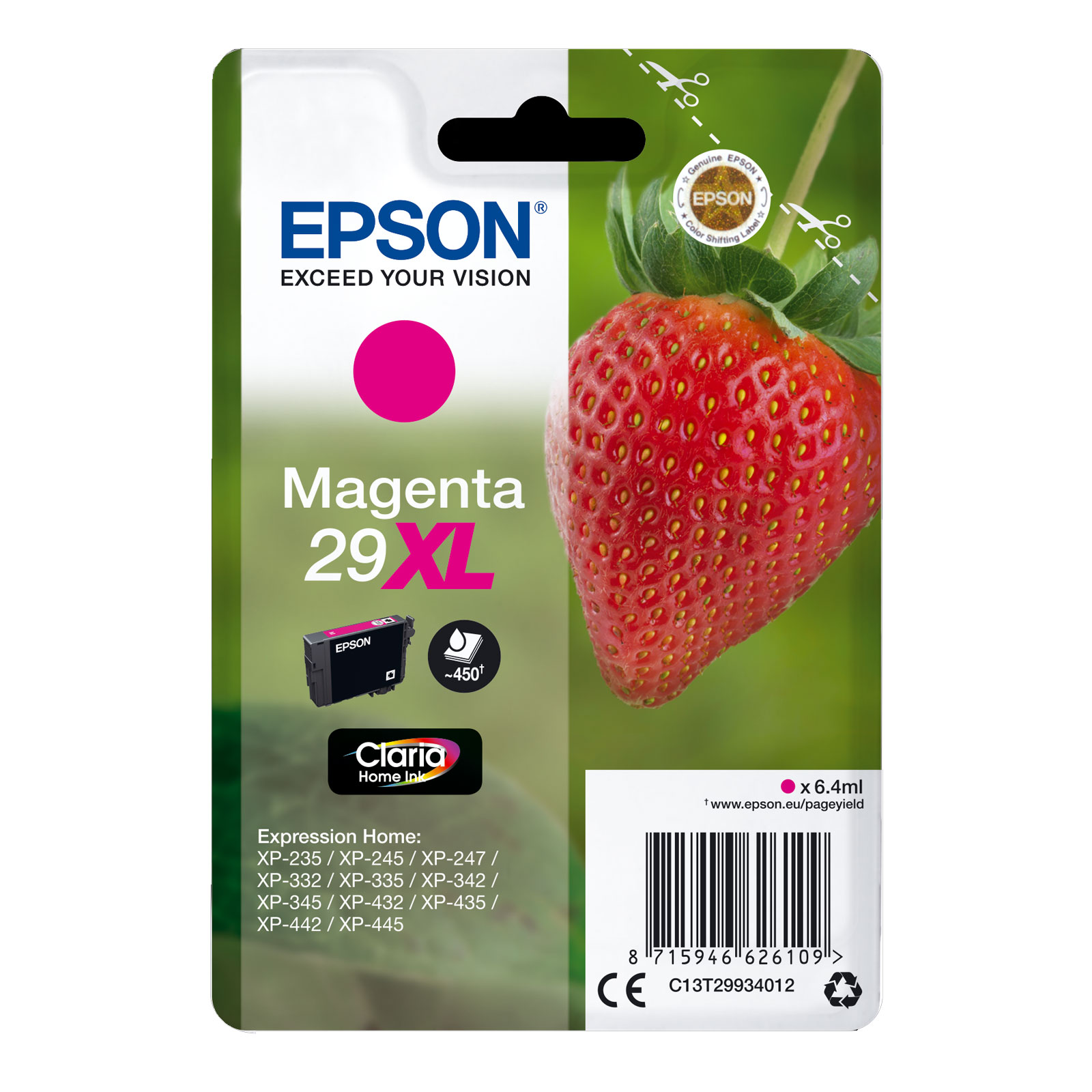 Epson C13T29934012 Singlepack 29XL Claria Home Ink Serie "Erdbeere" Magenta 