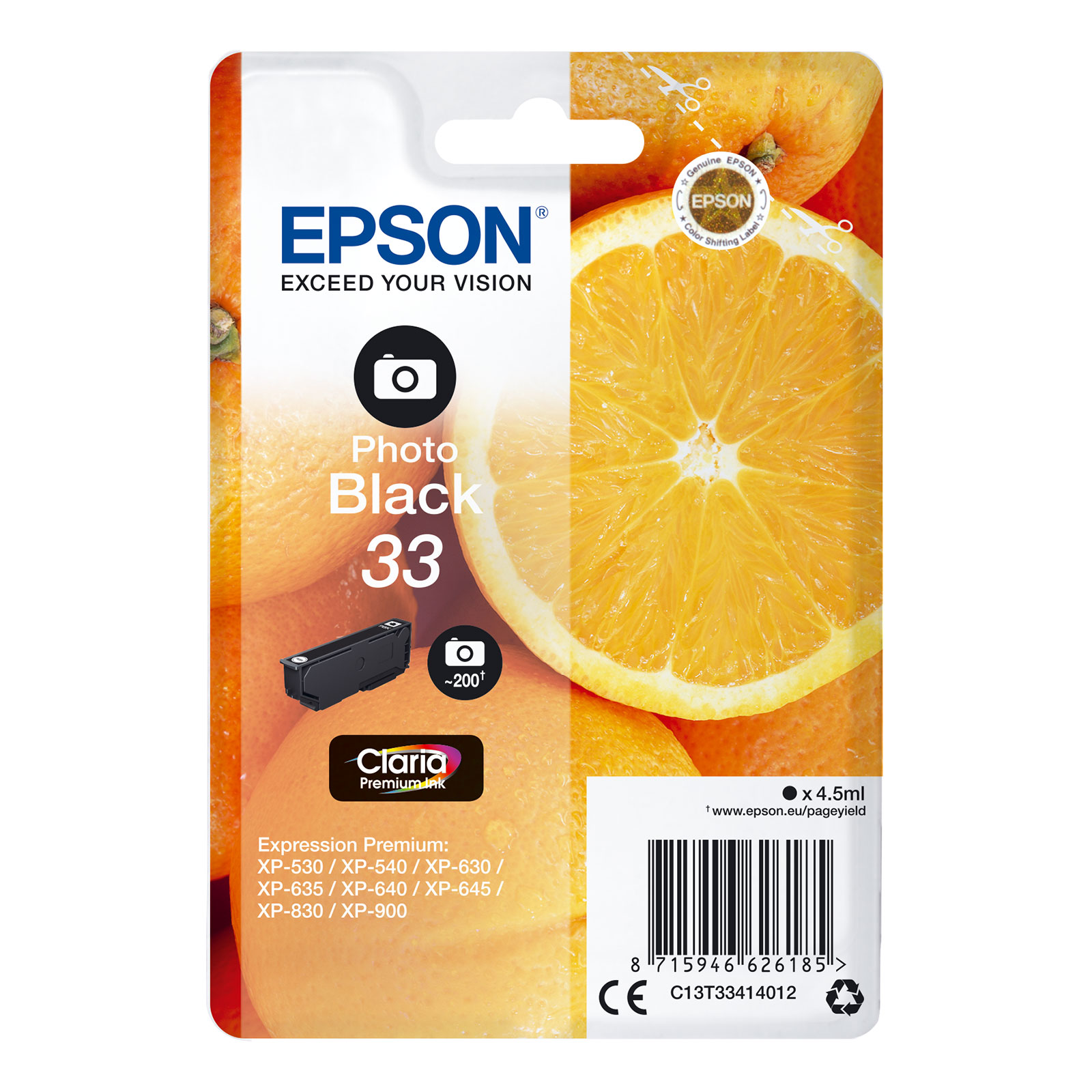 Epson C13T33414012 PBK Orange Druckerpatrone Schwarz 