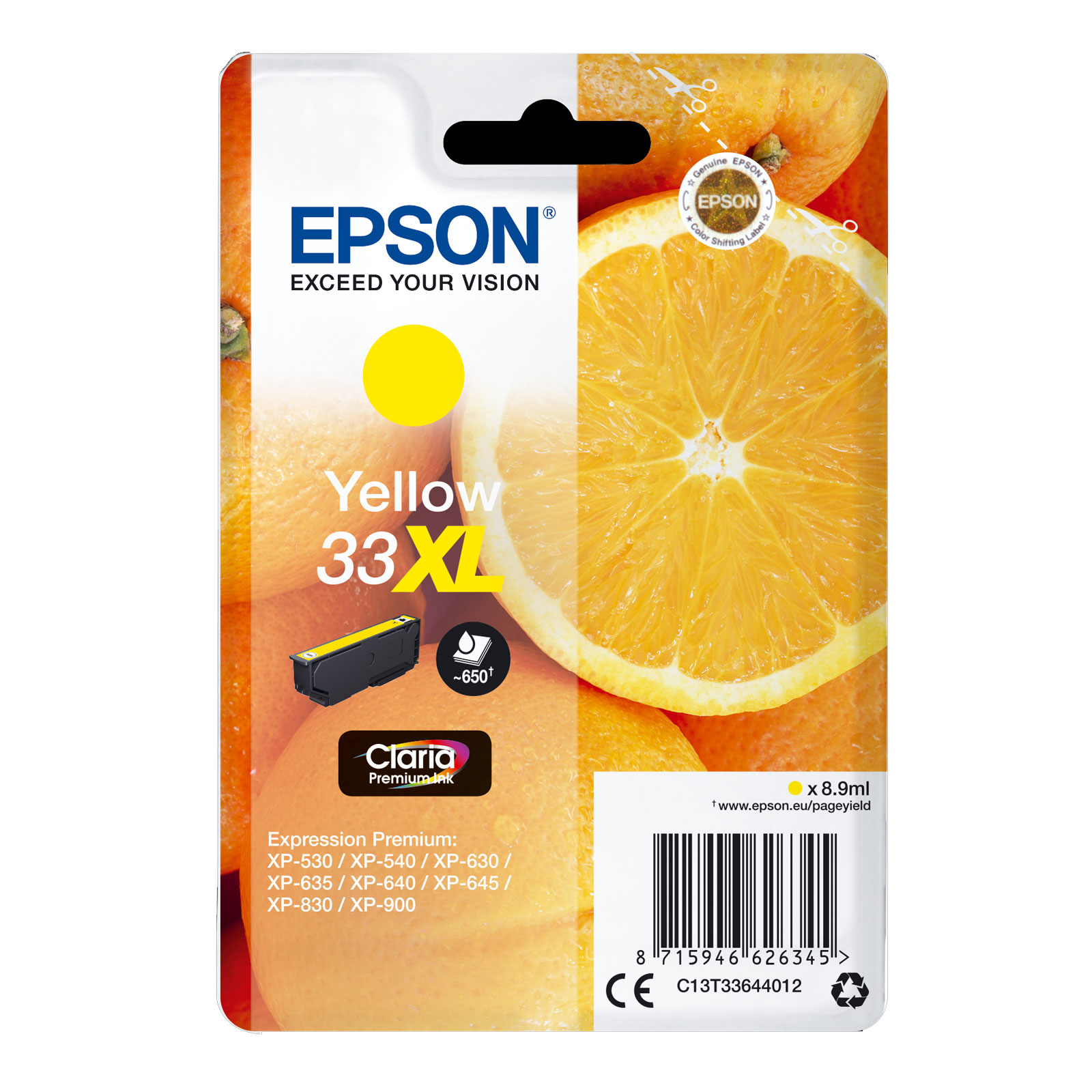Epson C13T33644012 Singlepack 33XL Claria Premium Ink Serie "Orange" Yellow 