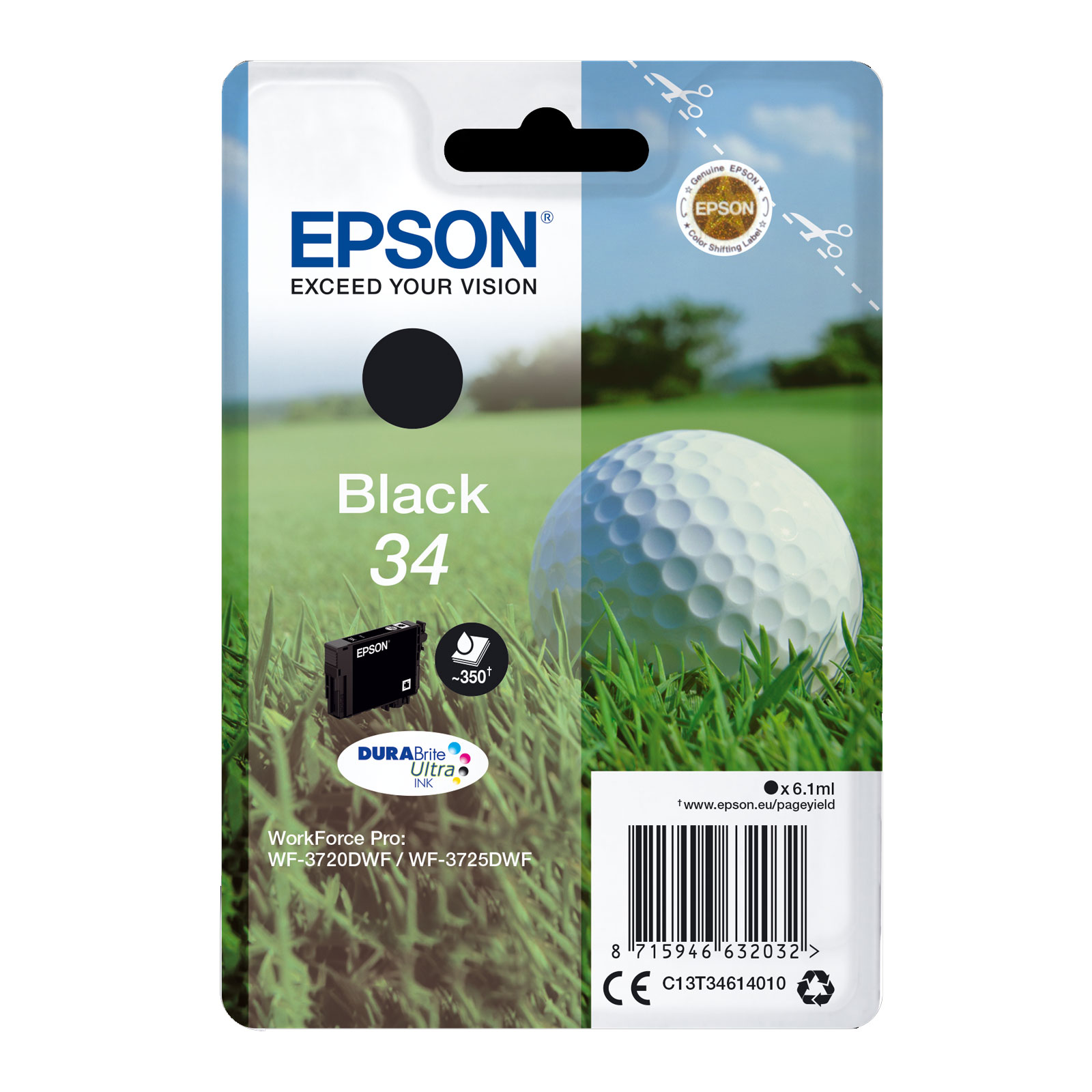Epson C13T34614010 Singlepack 34 DURABrite Ultra Ink Serie "Golfball" Black 