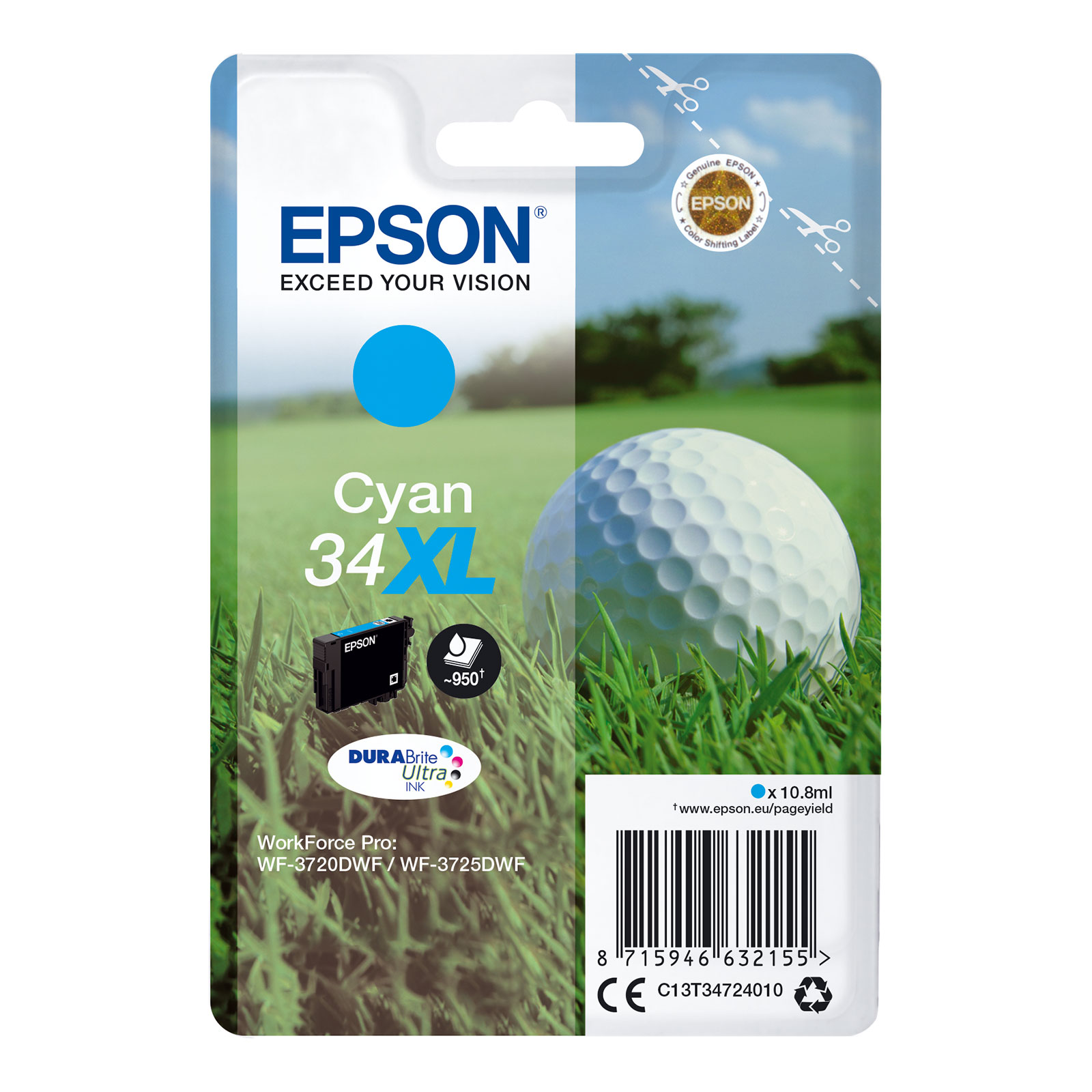 Epson C13T34724010 XL Golfball Druckerpatrone Cyan 