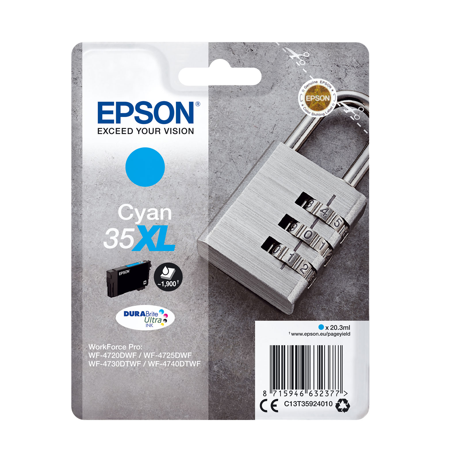 Epson C13T35924010 Schloss XL cyan Druckerpatrone 
