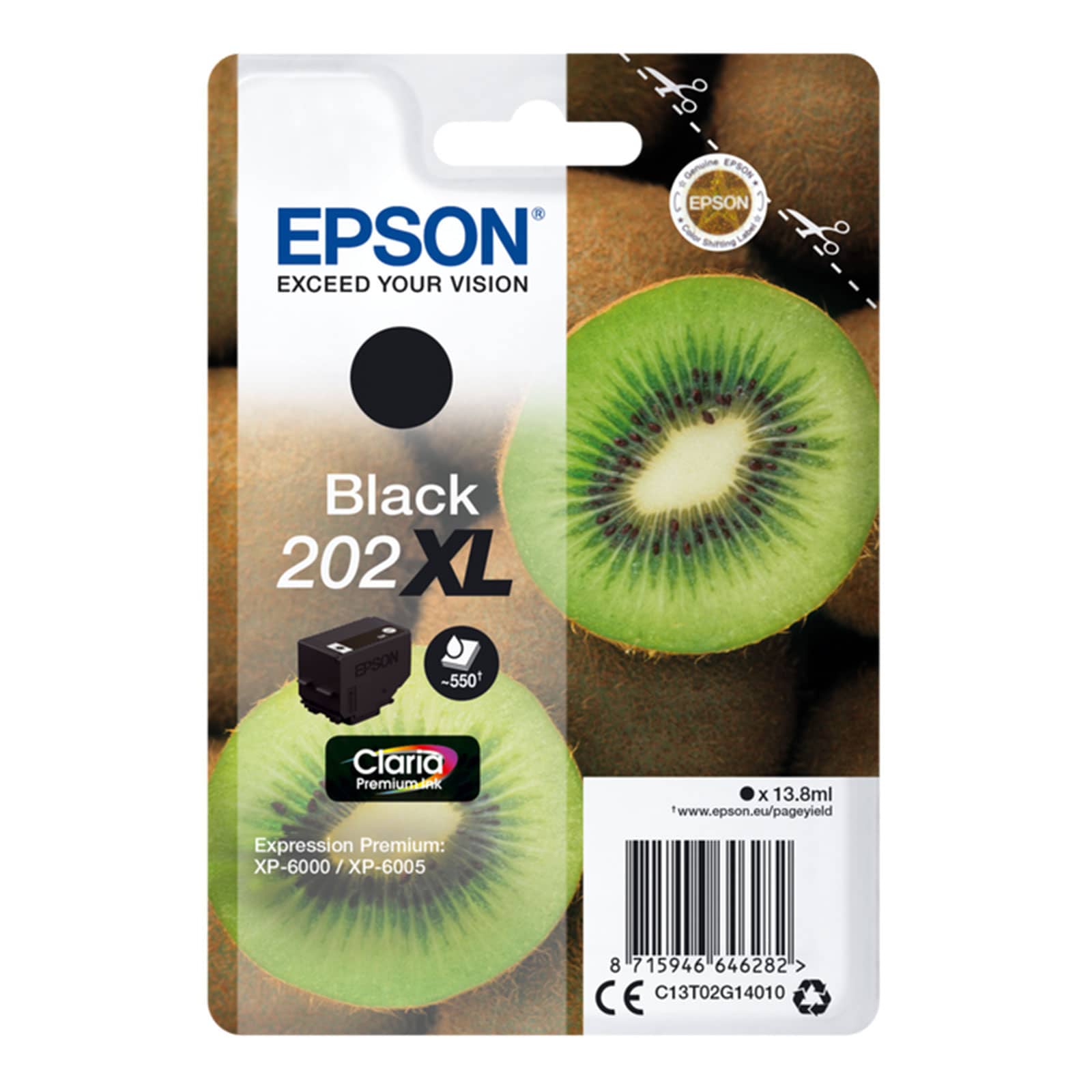 Epson C13T02G14010 Kiwi BK XL Druckerpatrone Schwarz 