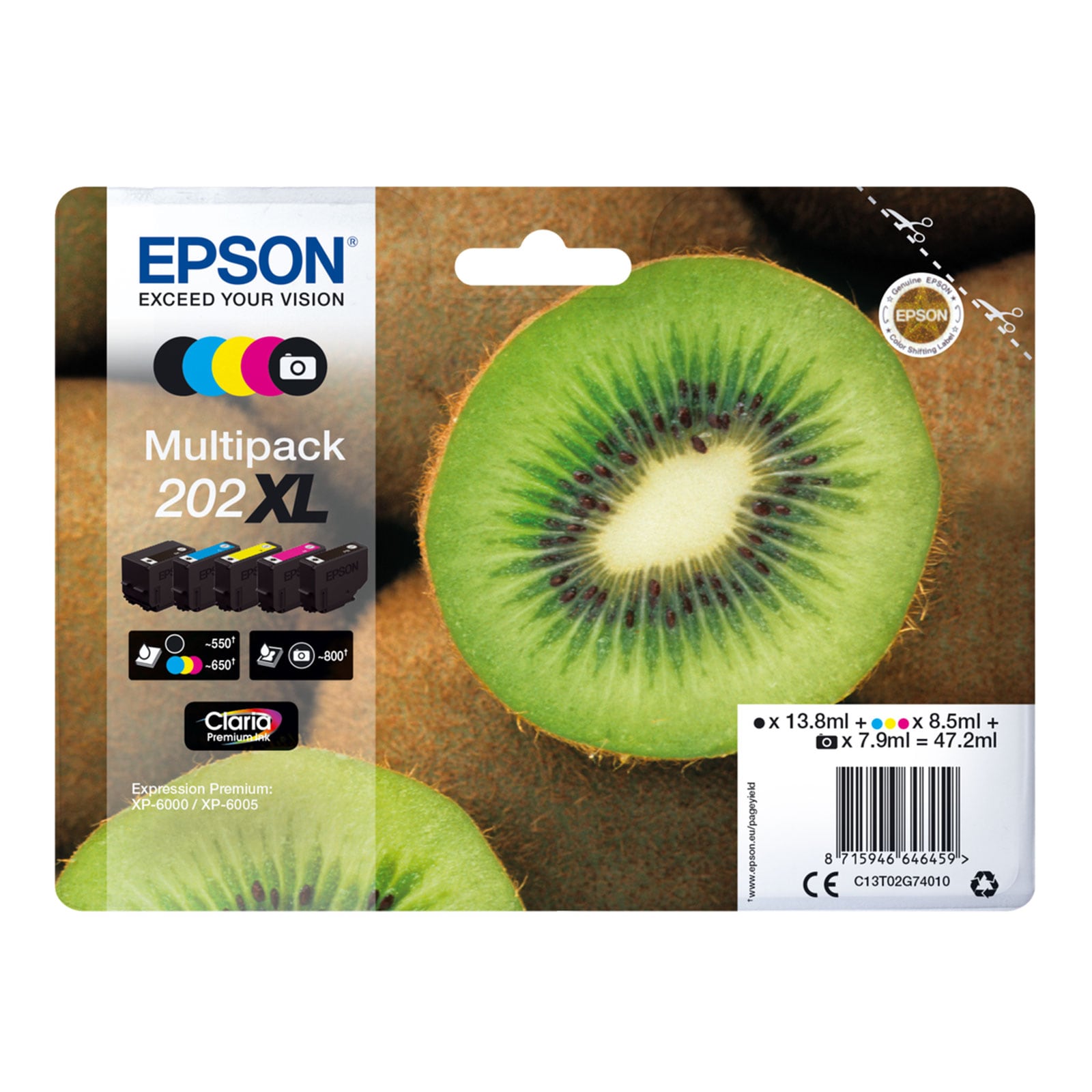 Epson C13T02G74010 Kiwi XL Druckerpatronen-Multipack 