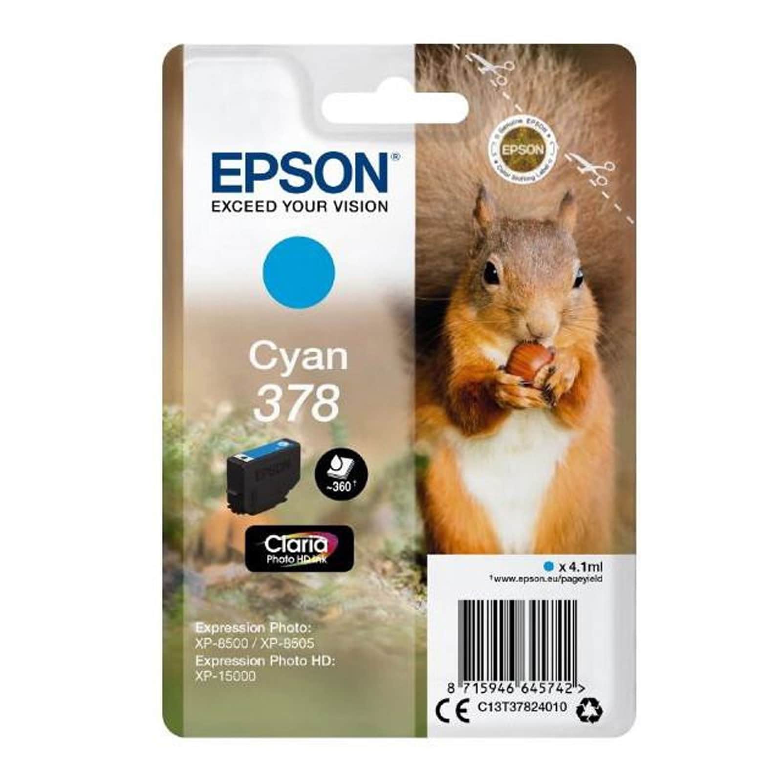 Epson C13T37824010 Singlepack 378 "Eichh&ouml;rnchen" Cyan 