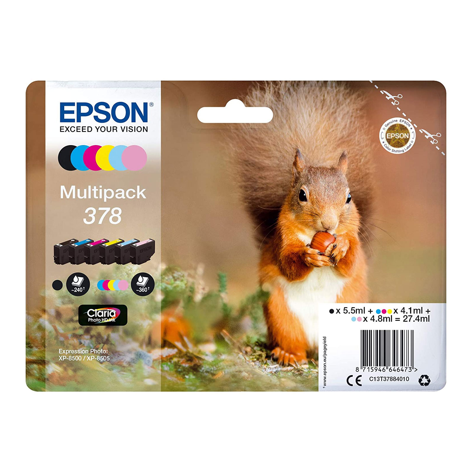 Epson C13T37884010 Multipack 378 "Eichh&ouml;rnchen" (4-farbig) 