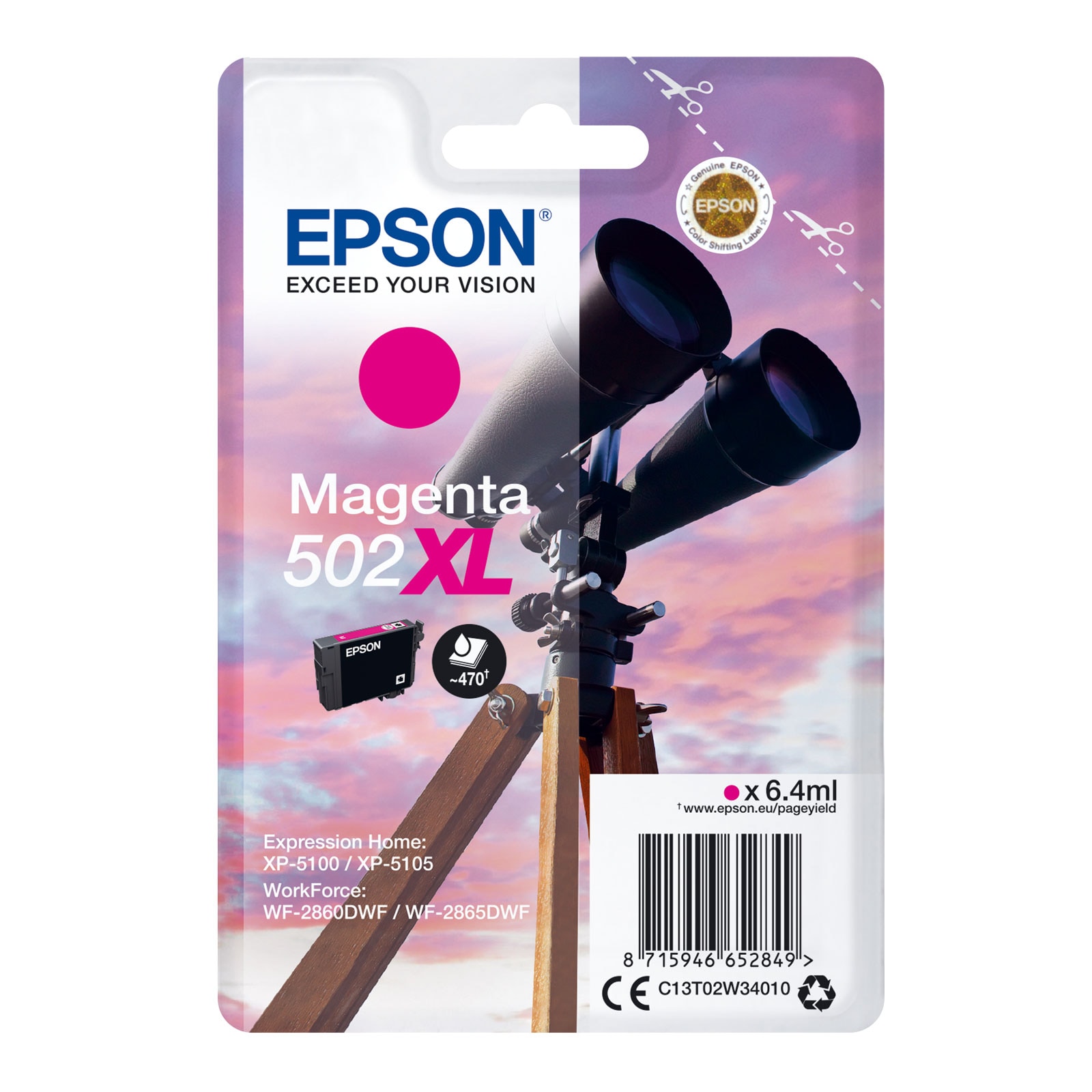 Epson C13T02W34010 Singlepack XL 502 Ink Serie "Fernglas" Magenta 