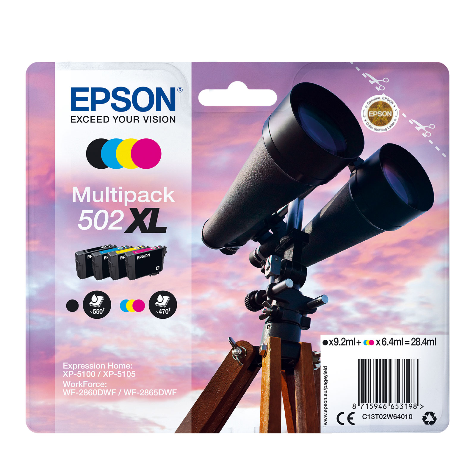 Epson C13T02W64010 Fernglas XL Druckerpatronen Multipack Cyan/Magenta/Gelb/Schwarz 