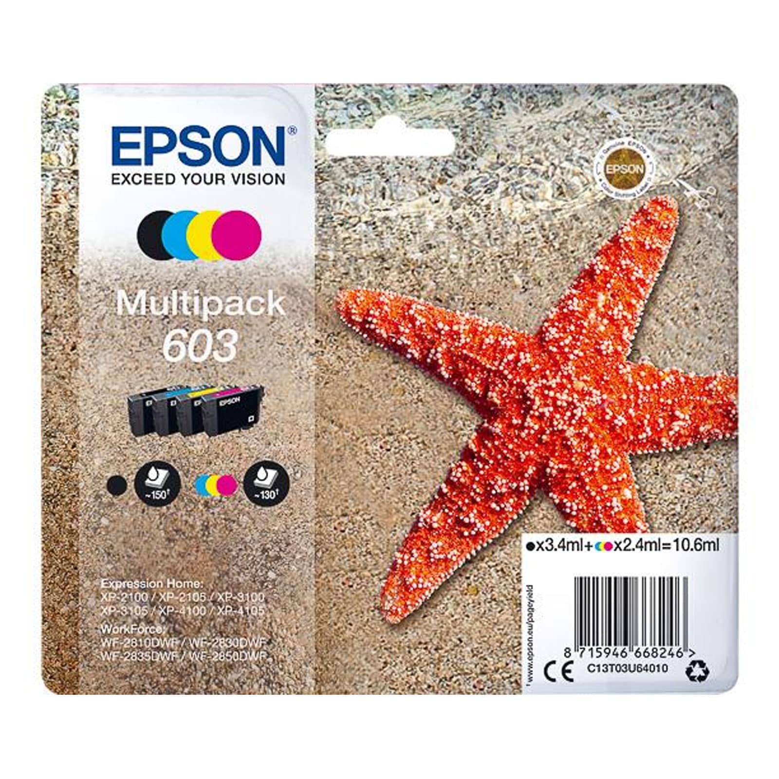 Epson C13T03U64010 Multipack 603 Original Tinte "Seestern" (4 Farben) 