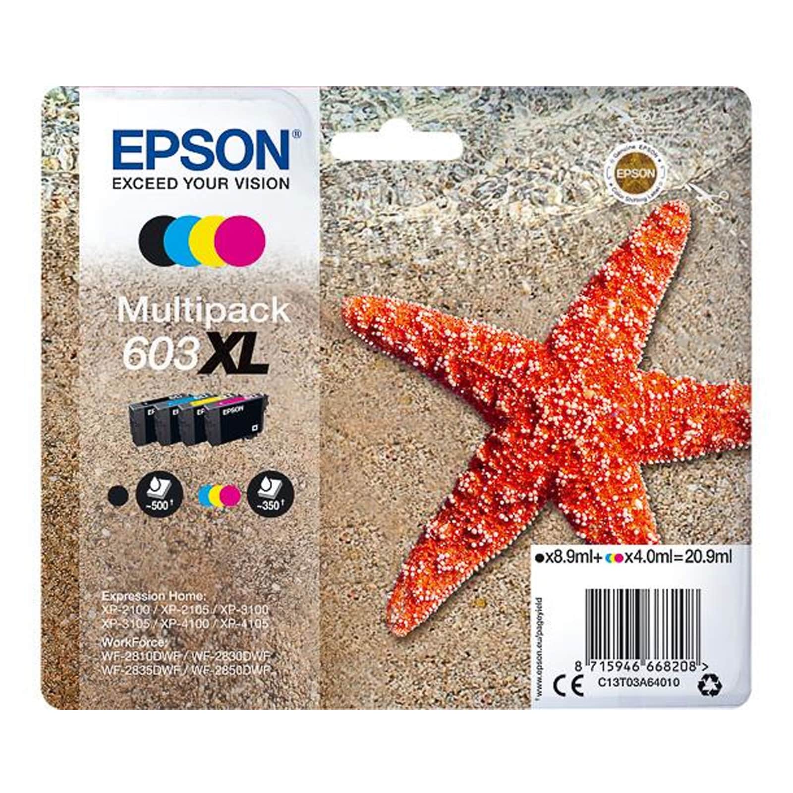 Epson C13T03A64010 Multipack 603XL Original Tinte "Seestern" (4 Farben) 
