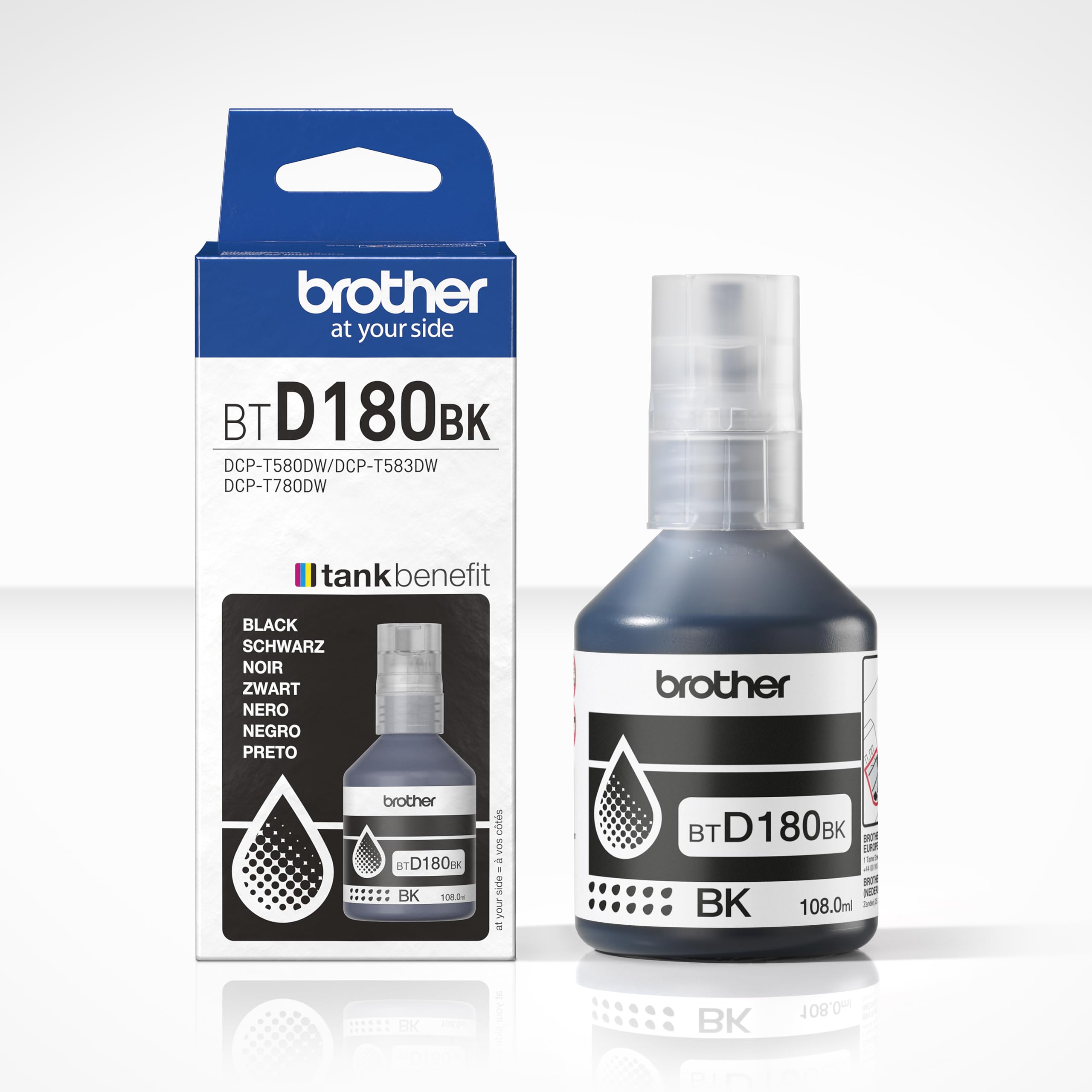 BROTHER BTD180BK Original Tintenflasche, Schwarz (DCP-T580DW, DCP-T583DW, DCP-T780DW, 7500 Seiten) 