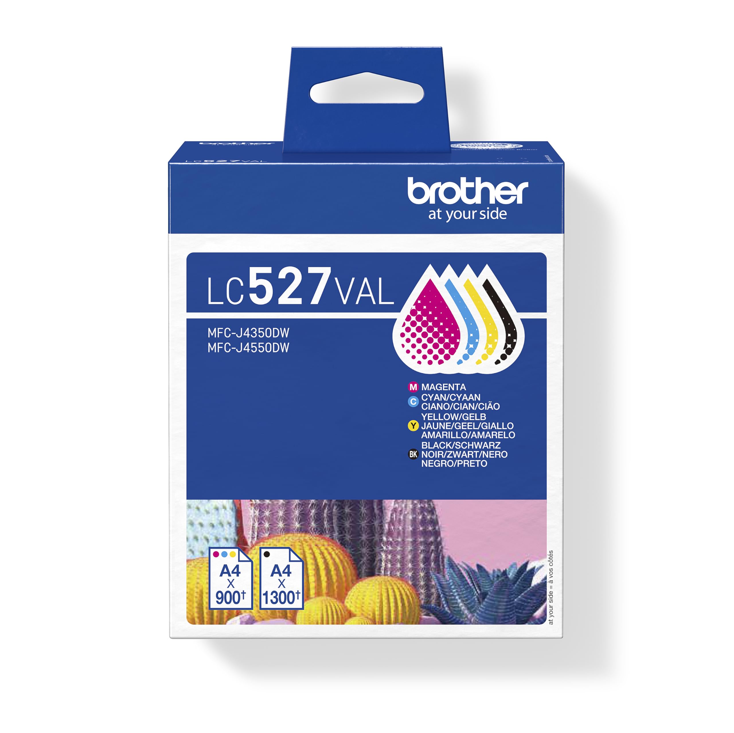 BROTHER LC527VAL Druckerpatronen, Multipack mit Schwarz, Cyan, Magenta, Gelb (Kompatibel mit MFC-J4350DW, MFC-J4550DW) 