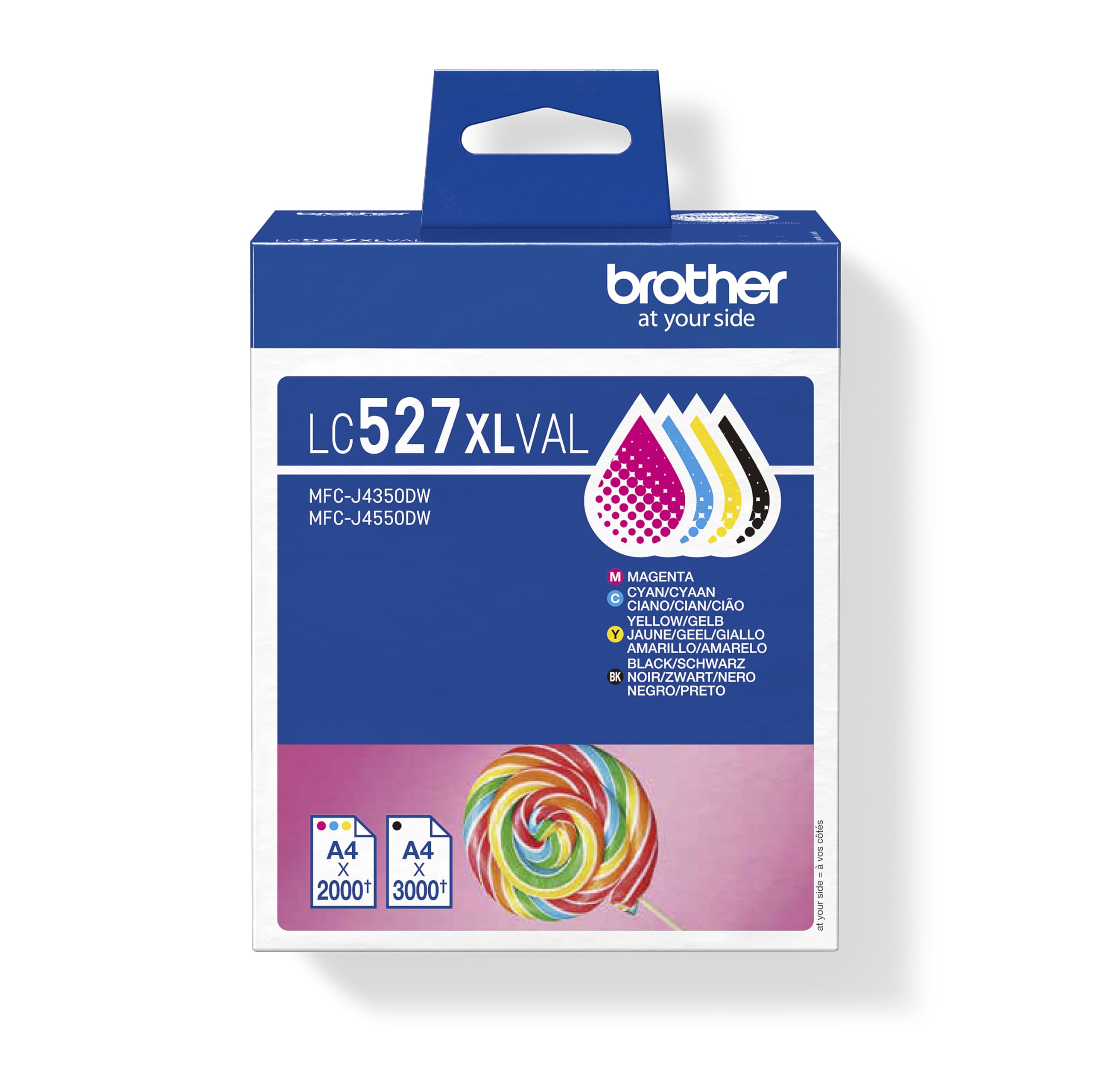 BROTHER LC527XLVAL Druckerpatronen, XL Multipack mit Schwarz, Cyan, Magenta, Gelb (Kompatibel mit MFC-J4350DW, MFC-J4550DW) 