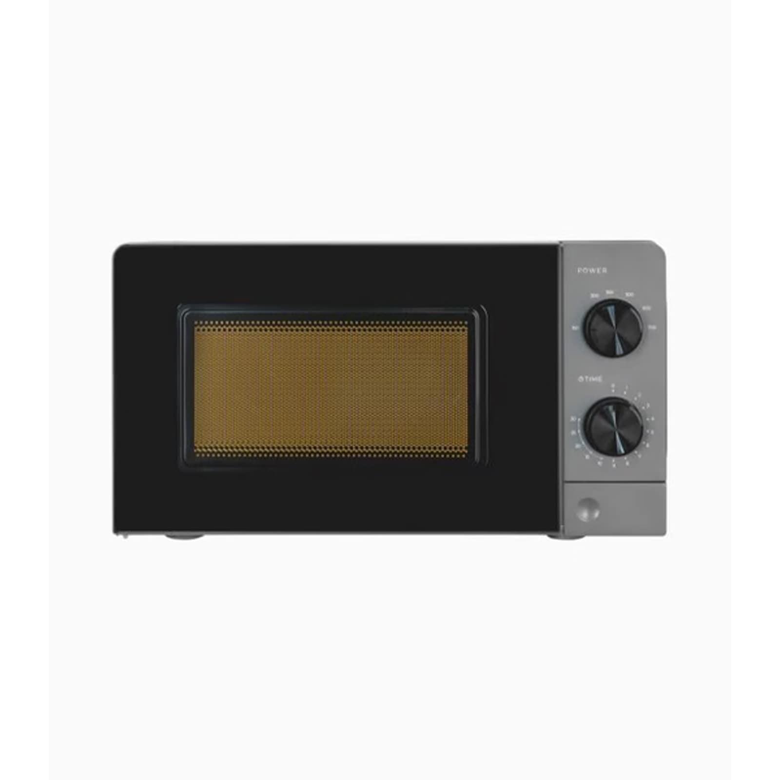 EXQUISIT MW950-70 grau Mikrowelle (20 Liter, 700 Watt max. Mikrowellenleistung, lackierter Garraum, 6 Leistungsstufen inkl. Auftaufunktion, Drehteller 24,5 cm &Oslash;, mechanische Zeitschaltuhr, Innenbeleuchtung, Grau/Schwarz) 