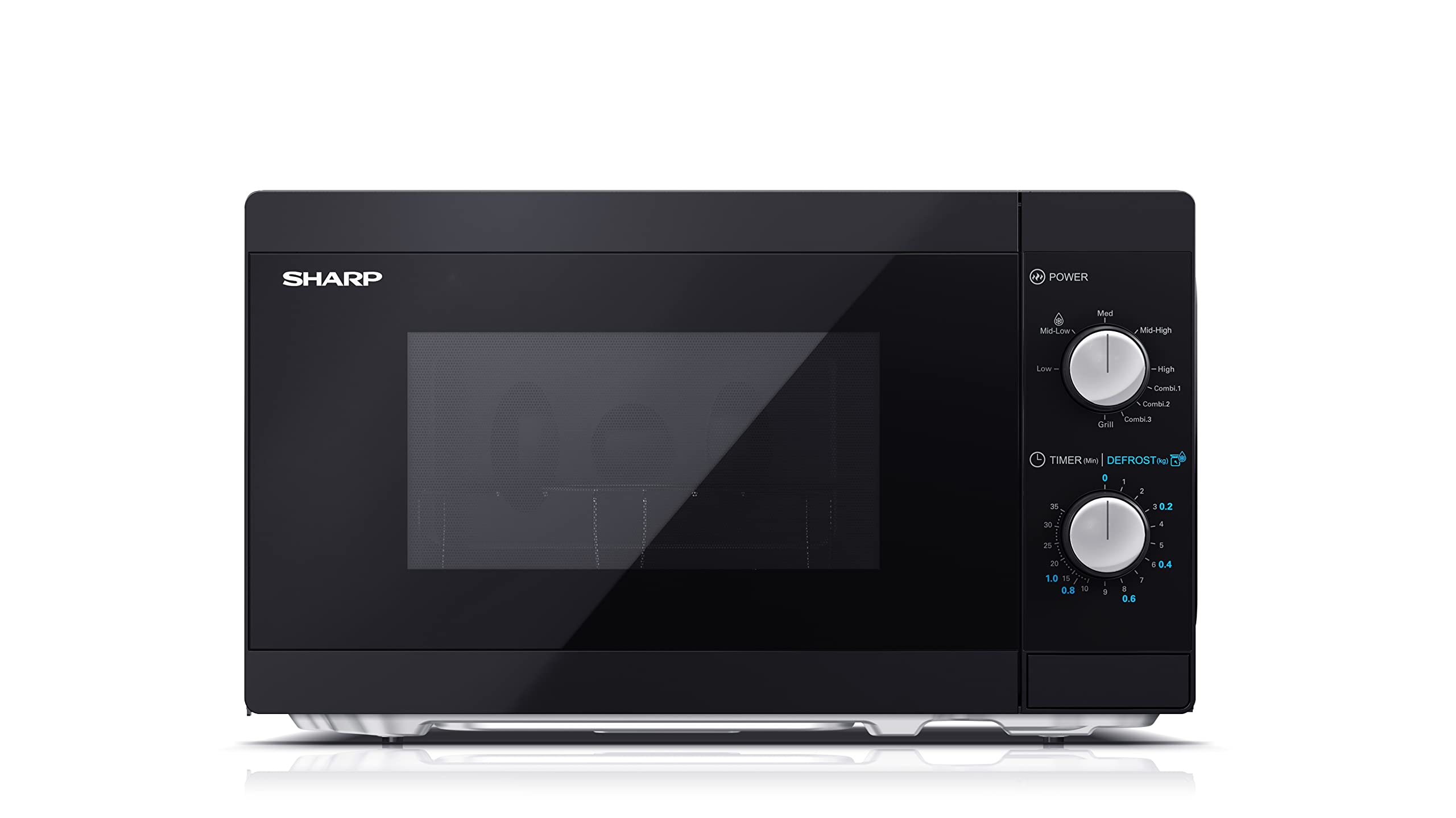 Sharp Mikrowelle YC-MG01E-B mit Grill 20L, 800W Mikrowellenleistung, 1000W Grill 