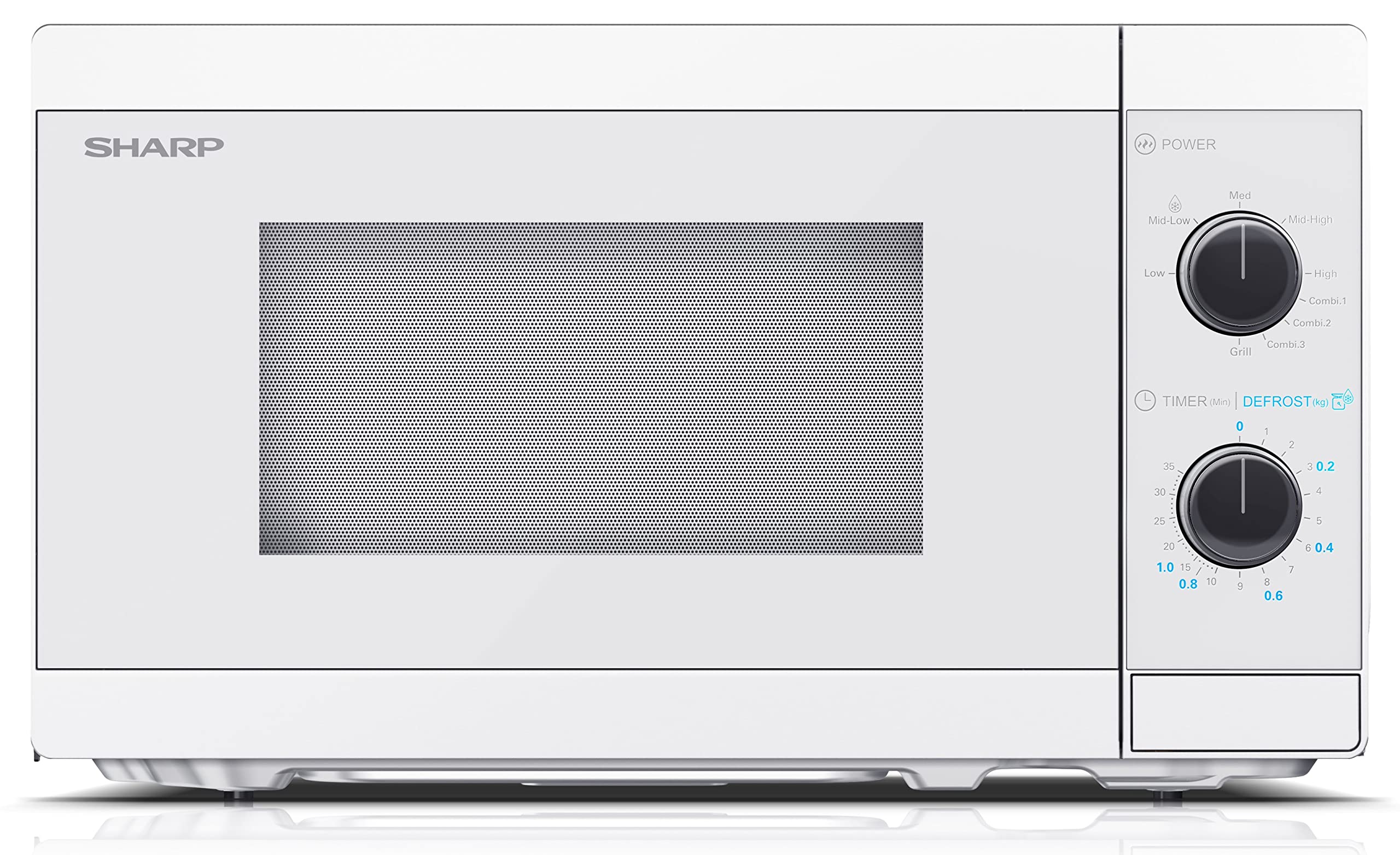Sharp Mikrowelle YC-MG01E-C mit Grill 20L, Kristallwei&szlig;, 800W Mikrowelle, 1000W Grill 
