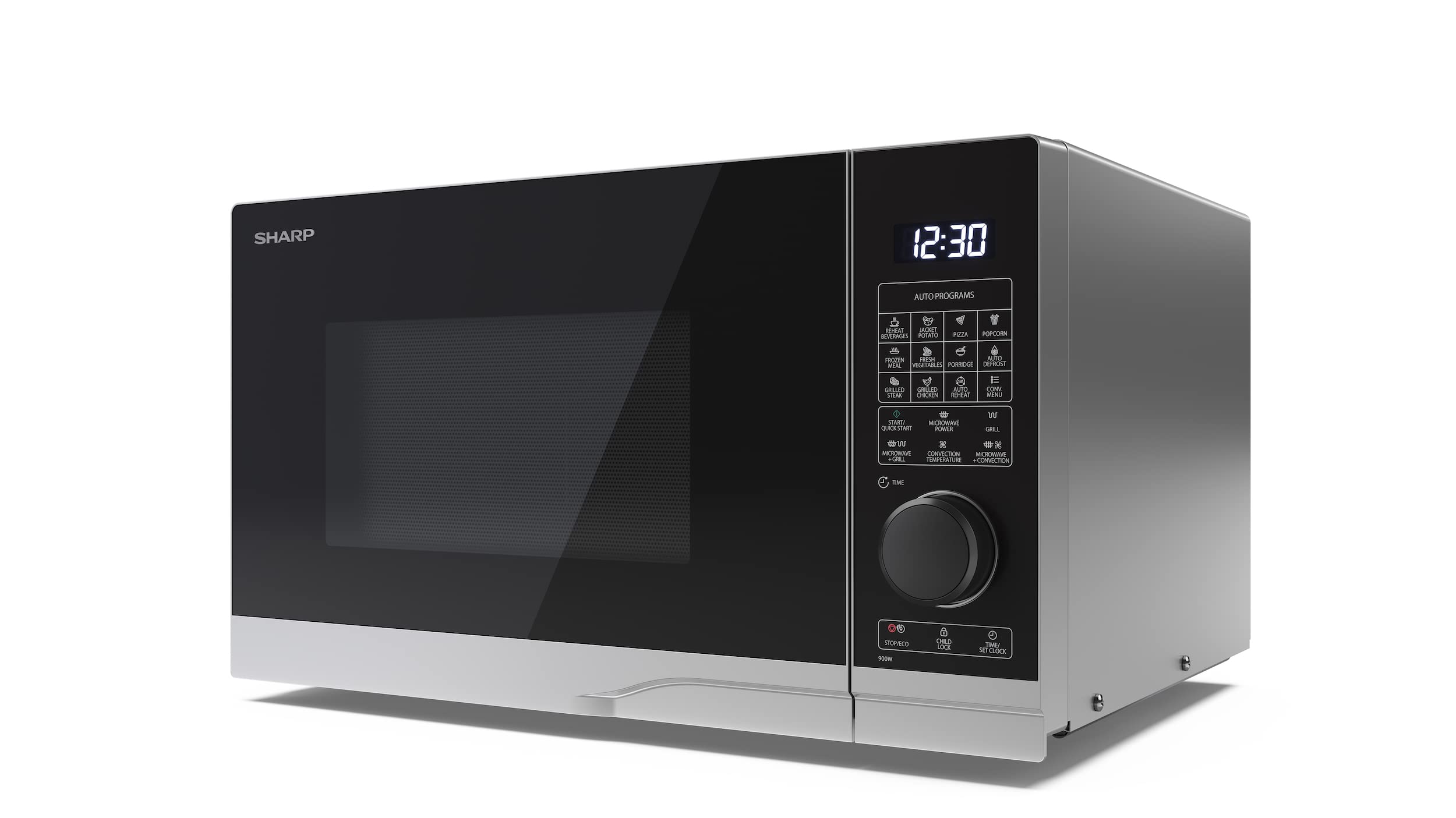 Sharp Mikrowelle YC-PC254AE-S 25L, Silber, 900W Mikrowelle, 1200W Grill, 2050W Hei&szlig;luft 