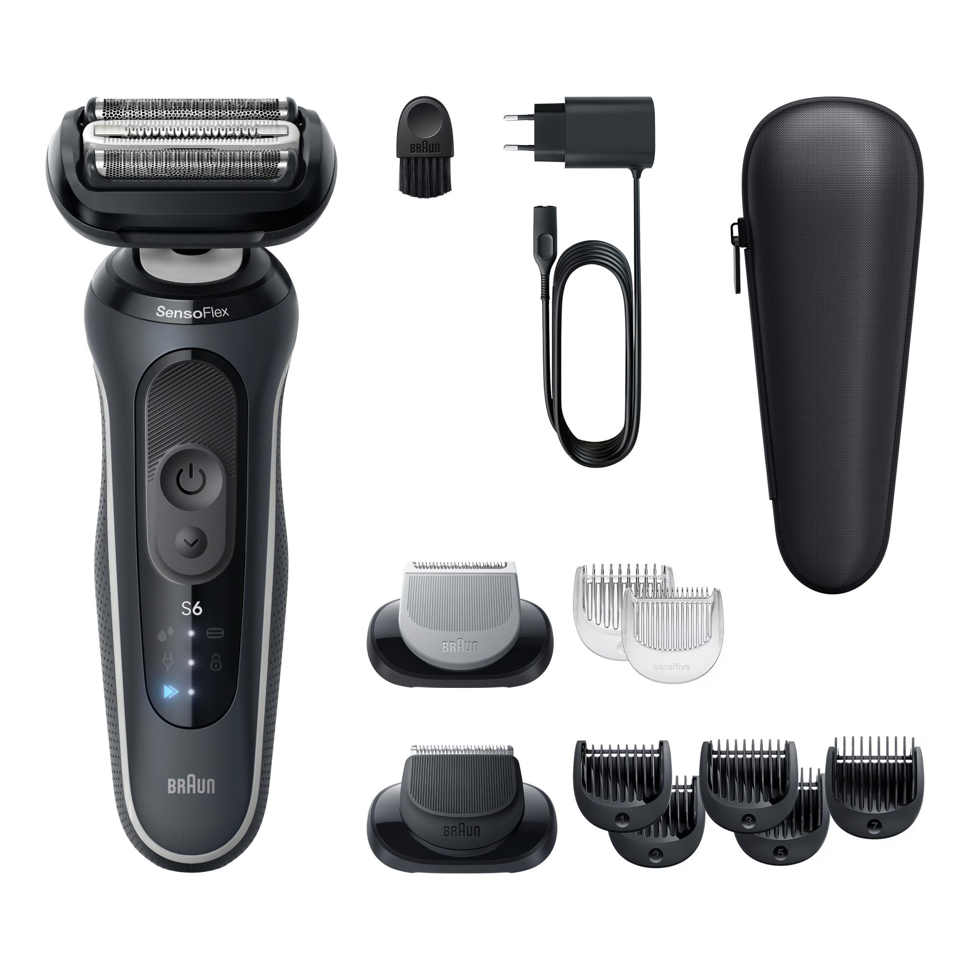 BRAUN Series 6 Elektrorasierer, +2 Aufs&auml;tze, 62-G1650s Herrenrasierer (Akkubetrieb, 2D-ContourAdapt Kopf, Turbo-Modus und sanfter Modus, kabellose Laufzeit bis zu 60 Min., 100% wasserdicht, hergestellt in Deutschland, Reiseetui, Ladeger&auml;t, Reinigungsb&uuml;rste 