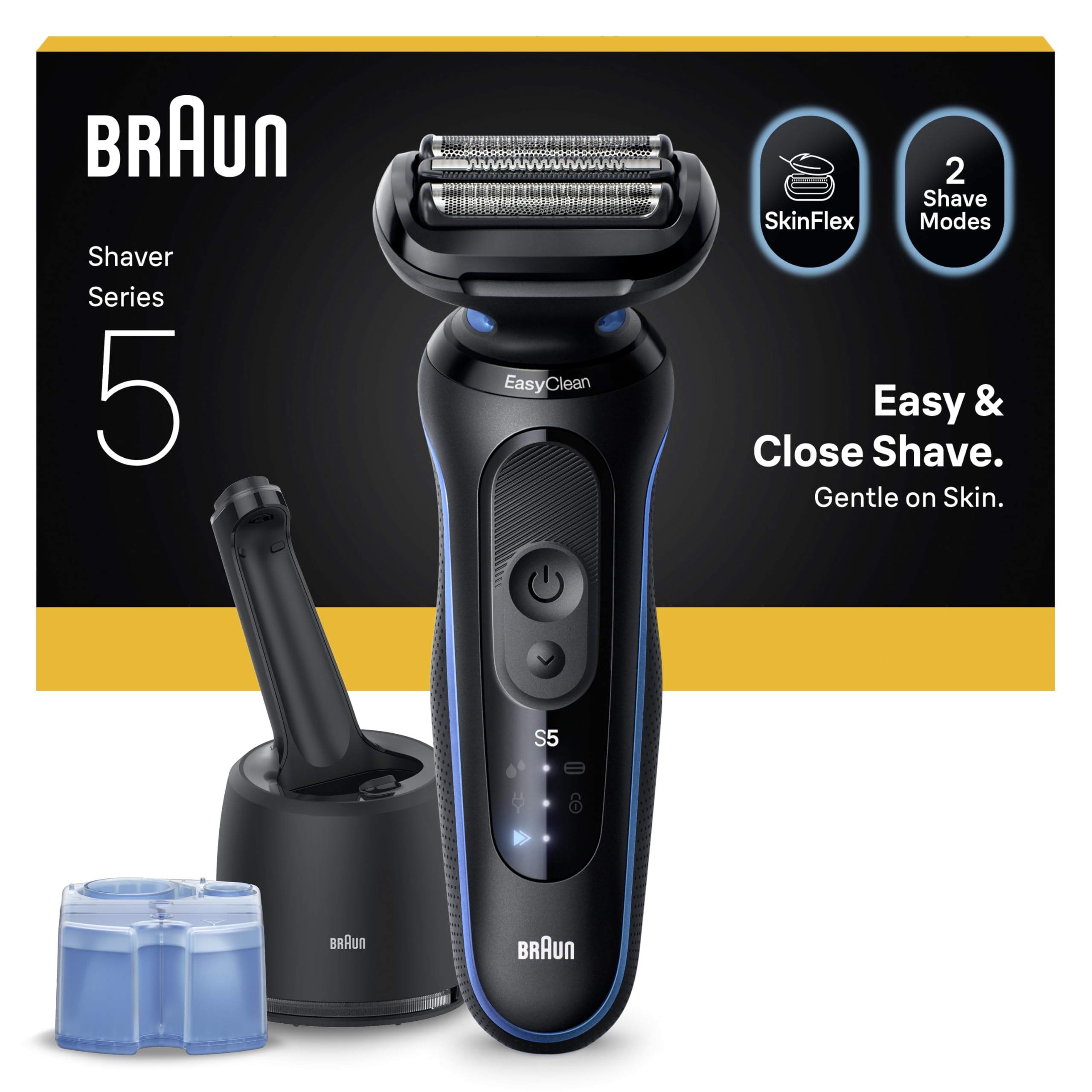 BRAUN Series 5 Elektrorasierer, SmartCare Center, 52-B7000cc Herrenrasierer (Akkubetrieb, 3 flexible Klingen, 2 Rasiermodi (Turbo-Modus und Standard-Modus), 4in1 SmartCare Center, kabellose Laufzeit bis zu 50 Min., 100% wasserdicht, hergestellt in Deutschl 