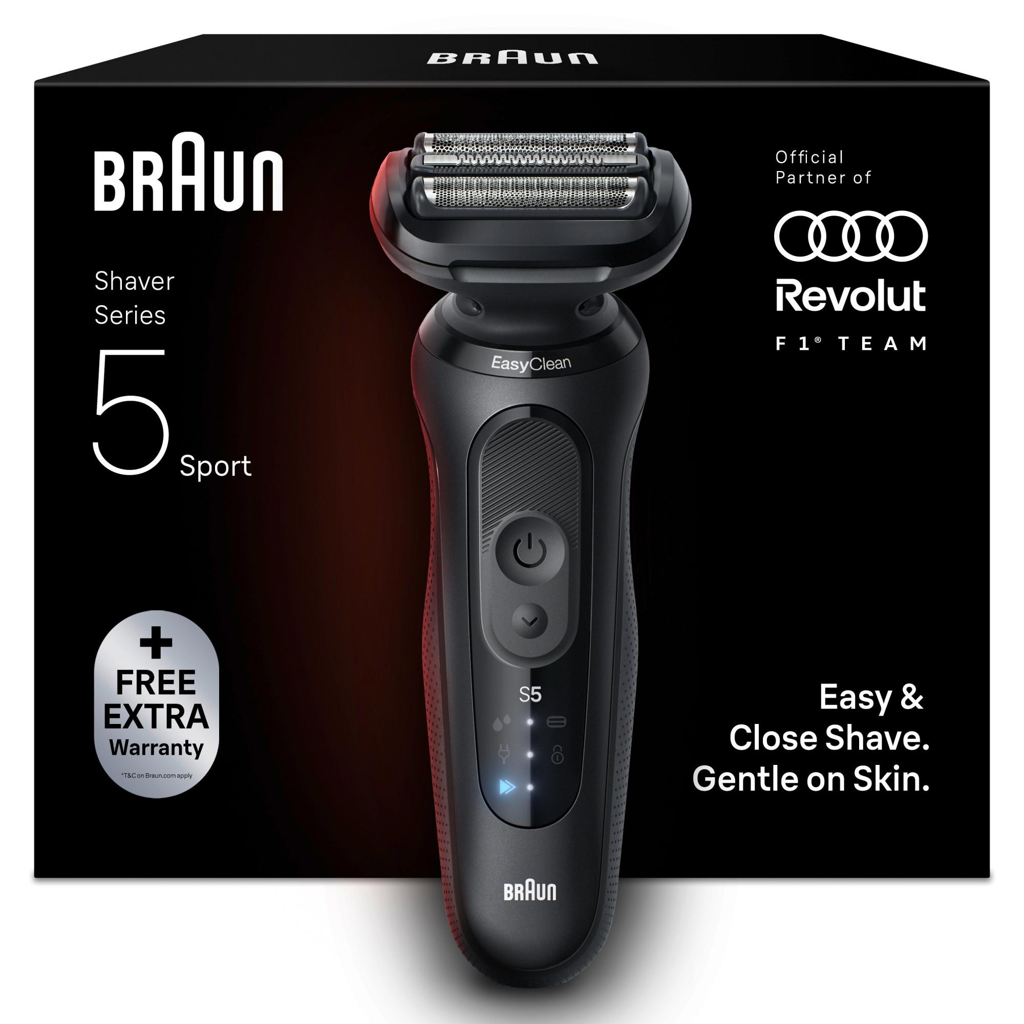 BRAUN Series 5 - 52-N1000sF1 Herrenrasierer (3 Flex-Klingen, 2 Rasiermodi, optionale Aufs&auml;tze f&uuml;r vielseitiges Pflegen und Stylen, hergestellt in Deutschland, 100% wasserdicht, bis zu 50 Min. Laufzeit mit Li-Ion-Akku, Reiseetui, Ladeger&auml;t, Reinigungsb&uuml;rste 