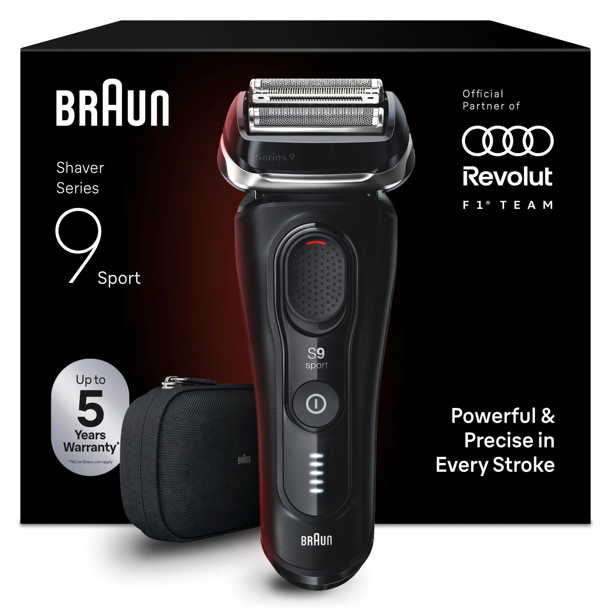 BRAUN Series 9 Sport 9110s Herrenrasierer (0,05 mm hautnah & komfortabel, synchronisierte 4+1 Pr&auml;zisions-Technologie, 40&deg; flexibler und kompakter Kopf, SensoAdapt-Technologie, made in Germany, 100% wasserdicht, bis zu 60 Min. Li-Ionen Akkulaufzeit, Ladest 
