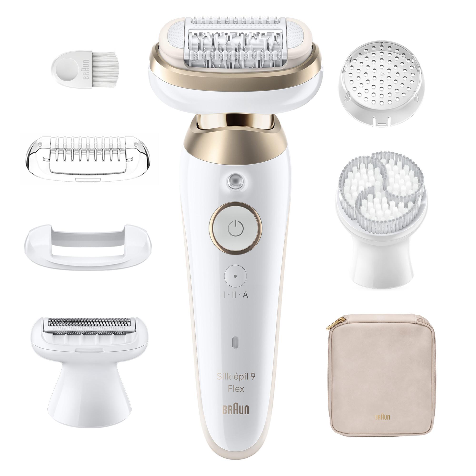 BRAUN Silk&middot;&eacute;pil 9 Flex, Wet & Dry, Langanhaltend glatte Haut, 9-060 3D Epilierer (Braun Epilierer mit vollst&auml;ndig flexiblem Kopf, 40 MicroGrip-Pinzetten, Smart Touch-Funktion, Rasieraufsatz, Trimmeraufsatz, Peelingb&uuml;rste mit Schutzkappe, Hautkontaktkappe, 