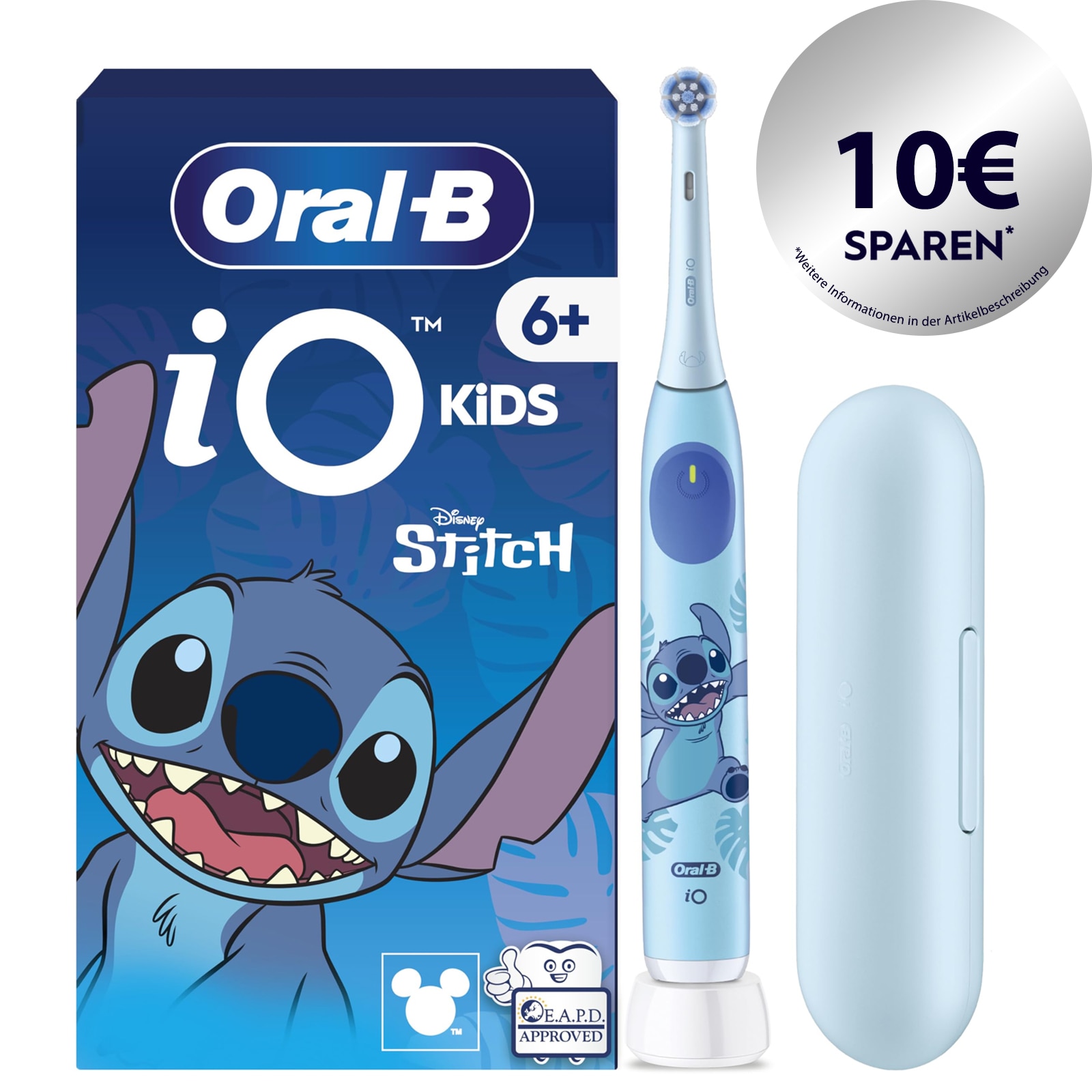 Oral-B iO Kids 6+ Stitch inkl. 1 Aufsteckb&uuml;rste, 1 Reise-Etui Zahnb&uuml;rste 