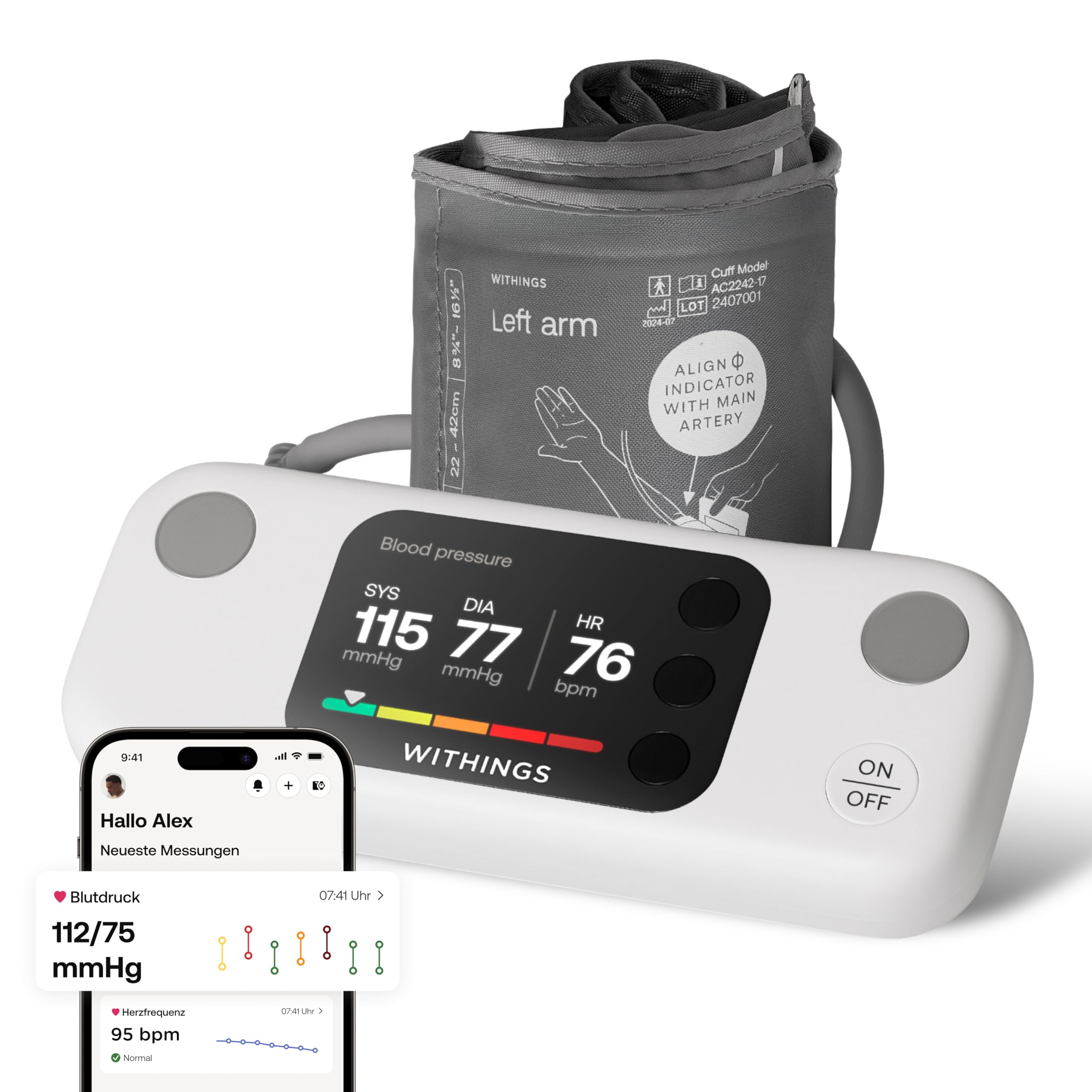 Withings BPM Vision Oberarm-Blutdruckmessger&auml;t (Smartes Blutdruckmessger&auml;t, bis zu 8 Personen k&ouml;nnen ihre Messwerte mit der (Withings-) App erfassen, 2,8 Zoll LCD-Farbbildschirm, TripleTrust&trade;-Messung, FlexiFit&trade; Manschette, einfache Blutdruckmessungen und E 