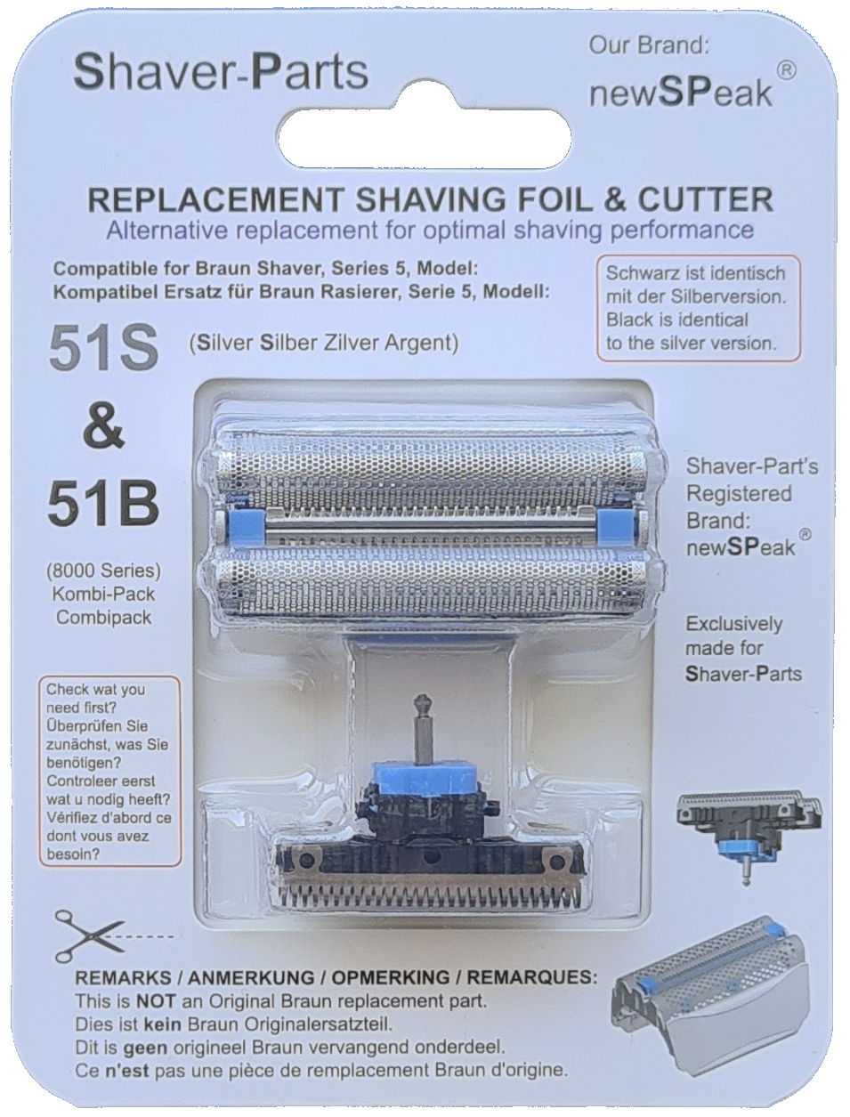 SCANPART Scherkopf kompatibel mit Braun 51S, 51B Ersatzscherkopf 