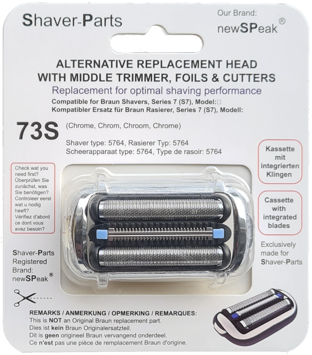 SCANPART Scherkopf kompatibel mit Braun 73S (53S) Ersatzscherkopf 