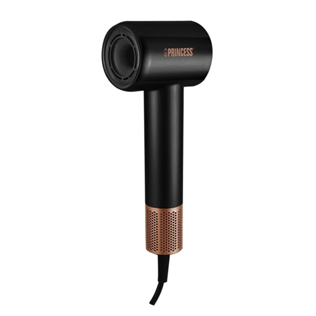 PRINCESS Pro 01.529210.01.001 Haartrockner (4 Heizstufen und 2 Leistungsstufen, LED-Leuchte, Stylingd&uuml;se, Magnetd&uuml;se, Automatische Reinigungsfunktion, 1.600 Watt, Schwarz) 