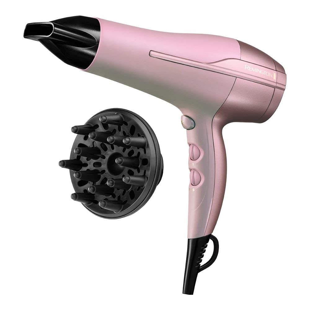 Remington D5901 Coconut Smooth Haartrockner (3 Heiz- und 2 Gebl&auml;sestufen, Kaltstufe, Ionen-Generator, Mikrowirkstoffe der Kokosnuss, 11 mm Stylingd&uuml;se, Diffusor, Aufh&auml;nge&ouml;se, 2.200 Watt, Rosa) 